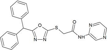 2-{5-Diphenylmethyl-1,3,4-oxadiazol-2-ylsulfanyl}-N-pyrazin-2-ylacetamide 2-{5-Diphenylmethyl-1,3,4-oxadiazol-2-ylsulfanyl}-N-pyrazin-2-ylacetamide
