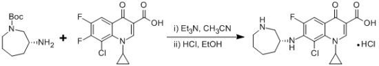 R-7-Azepan-3-ylamino-8-chloro-1-cyclopropyl-6-fluoro-4-oxo-1,4-dihydroquinoline-3-carboxylic Acid Hydrochloride R-7-Azepan-3-ylamino-8-chloro-1-cyclopropyl-6-fluoro-4-oxo-1,4-dihydroquinoline-3-carboxylic Acid Hydrochloride