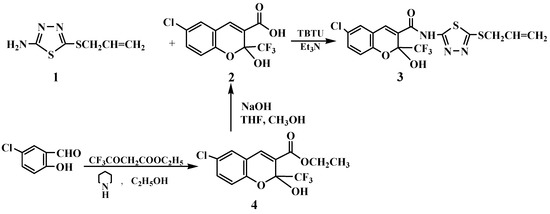 6-Chloro-2-hydroxy-2-trifluoromethyl-2H-chromene-3-carboxylic acid 5-allylsulfanyl-1,3,4thiadiazol-2-yl-amide 6-Chloro-2-hydroxy-2-trifluoromethyl-2H-chromene-3-carboxylic acid 5-allylsulfanyl-1,3,4thiadiazol-2-yl-amide