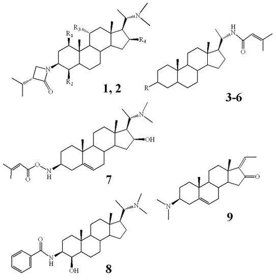 Terminamines K–S, Antimetastatic Pregnane Alkaloids from the Whole Herb of Pachysandra terminalis Terminamines K–S, Antimetastatic Pregnane Alkaloids from the Whole Herb of Pachysandra terminalis