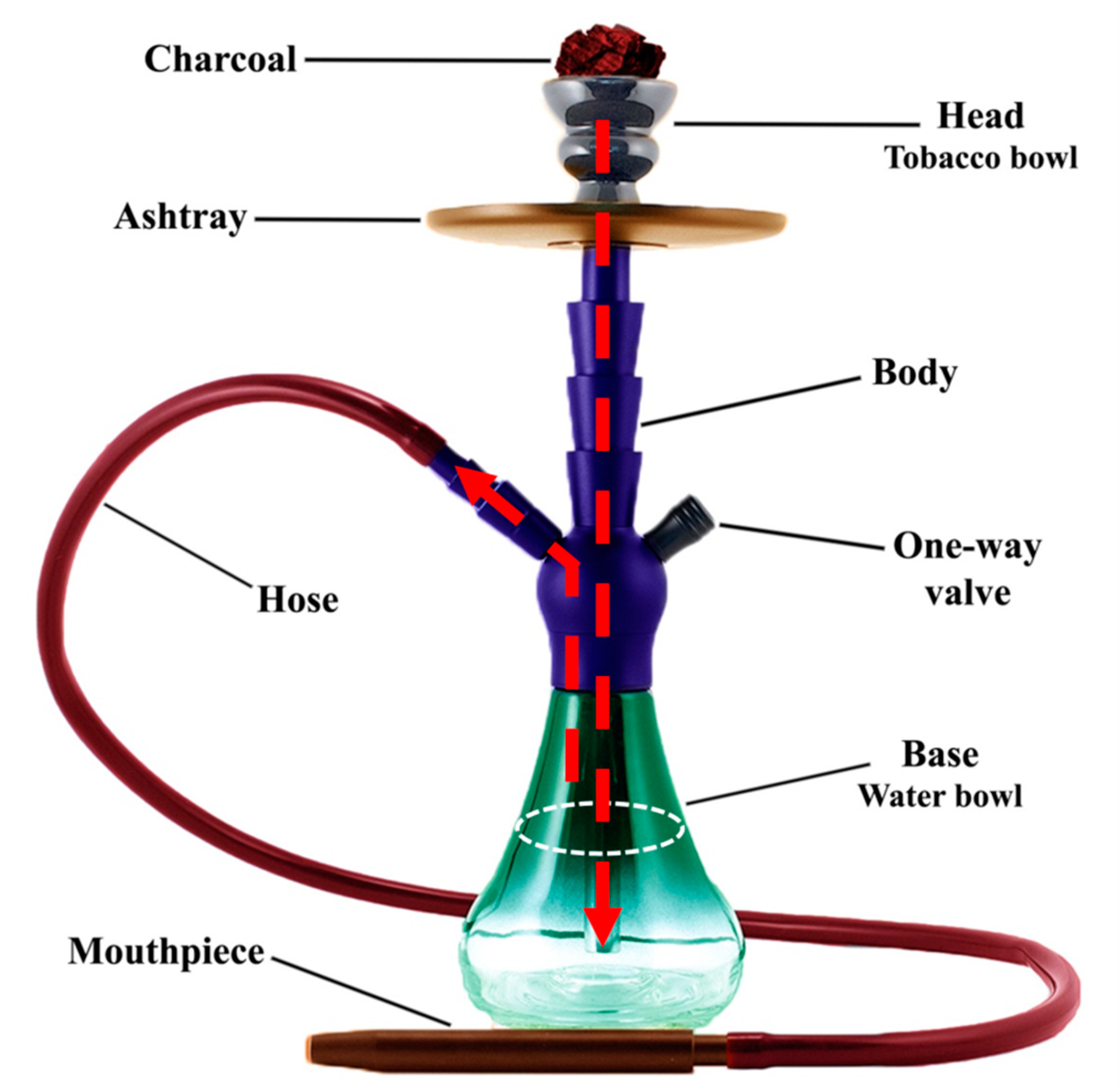 diagram of a hookah pipe