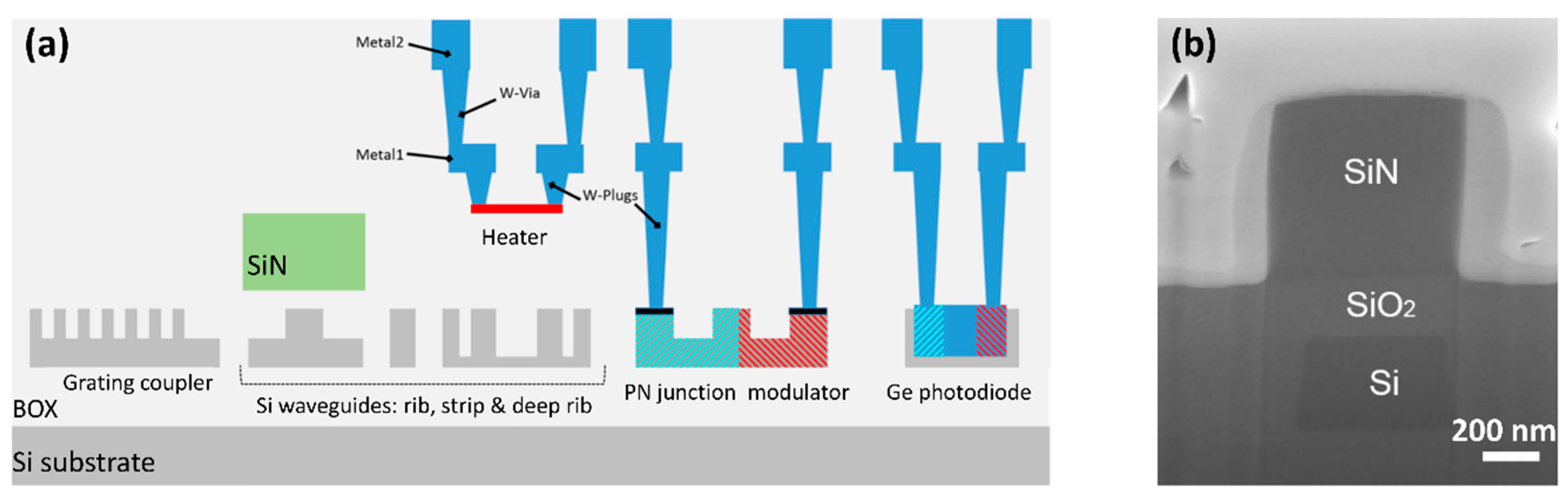 Co-integration SiN waveguides with active silicon photonics