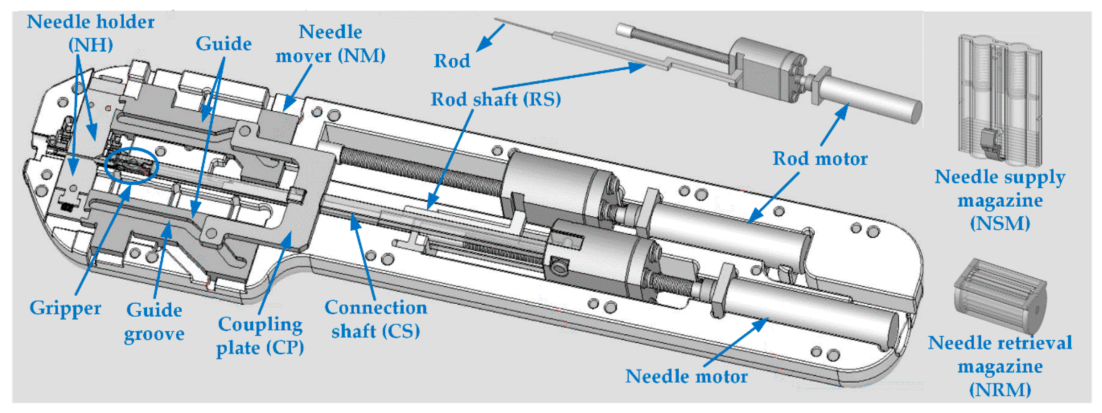 Needle geometry measurements. (a) Length of the hair implant needle (A=