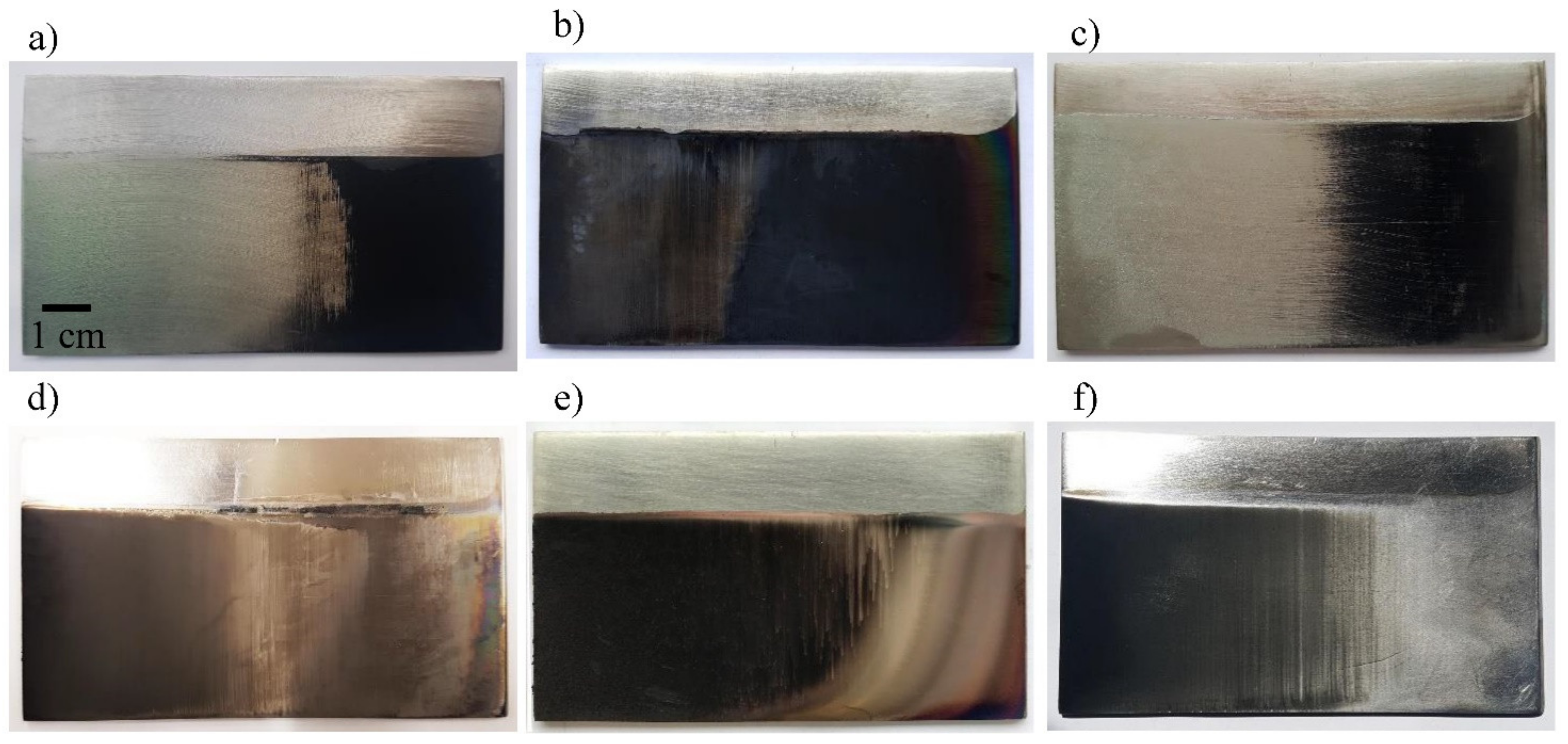 Nickel-plated brass samples after black coating deposition