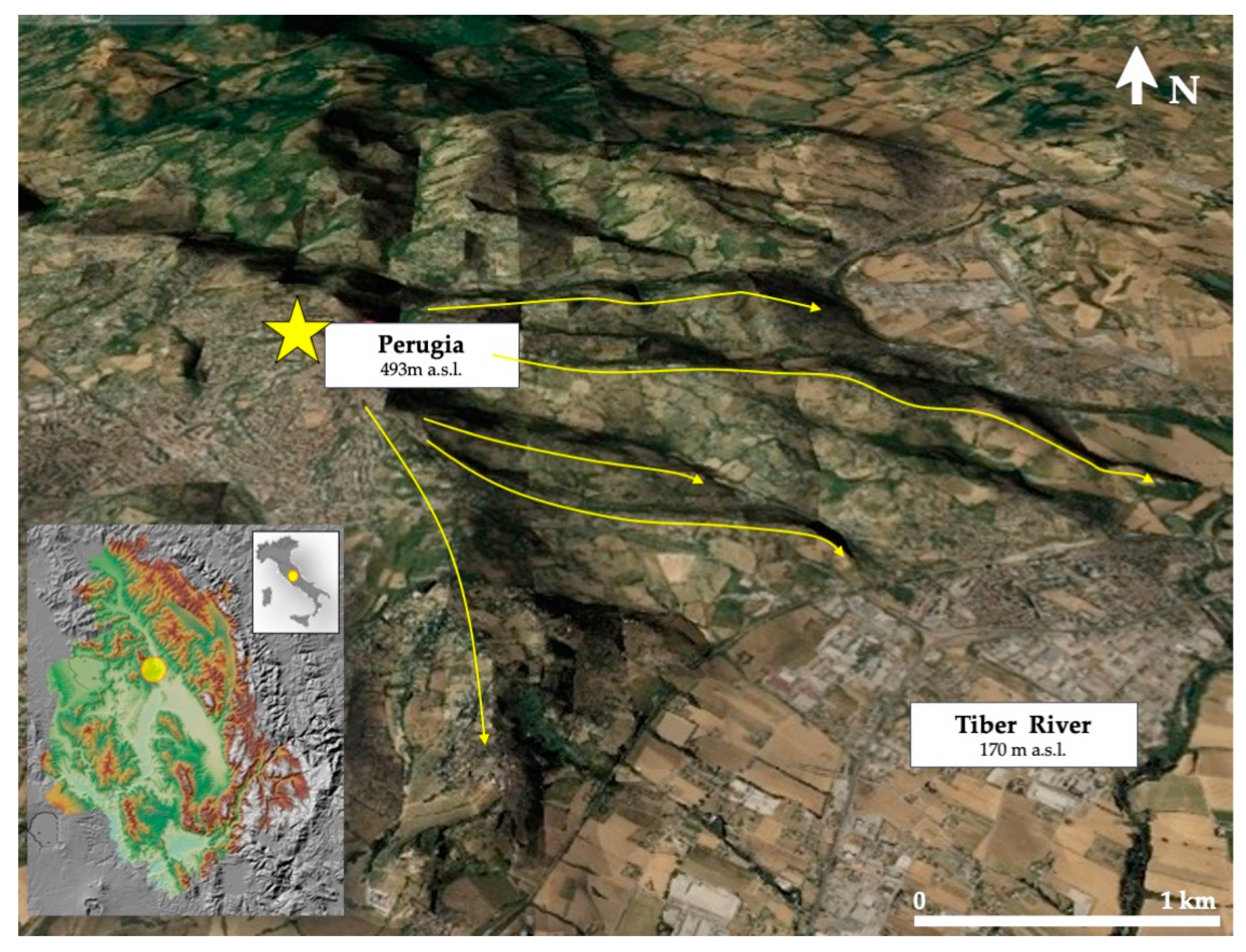 Geological map of the M. Acuto and M. Tezio areas showing the