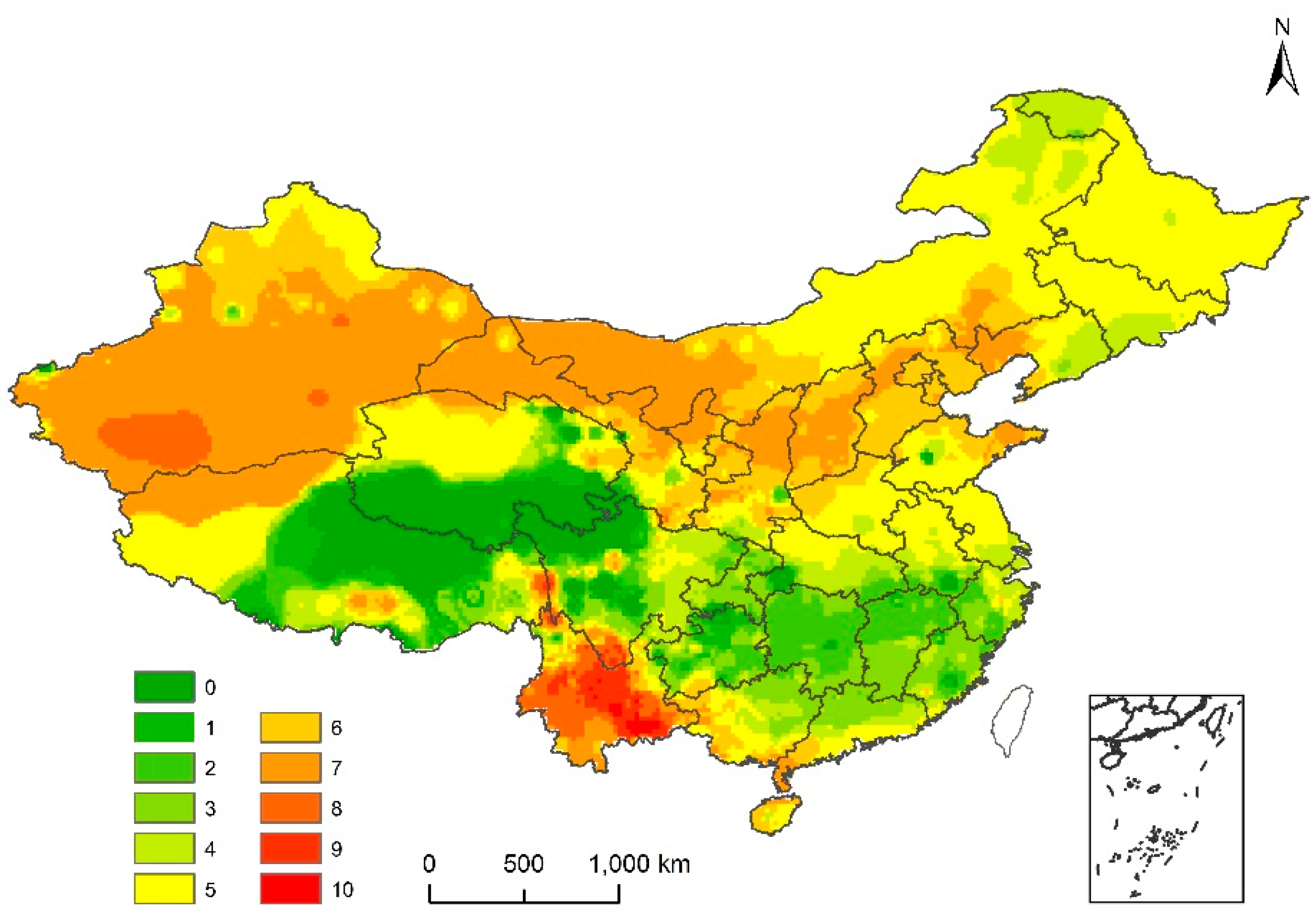 Климат Китая карта