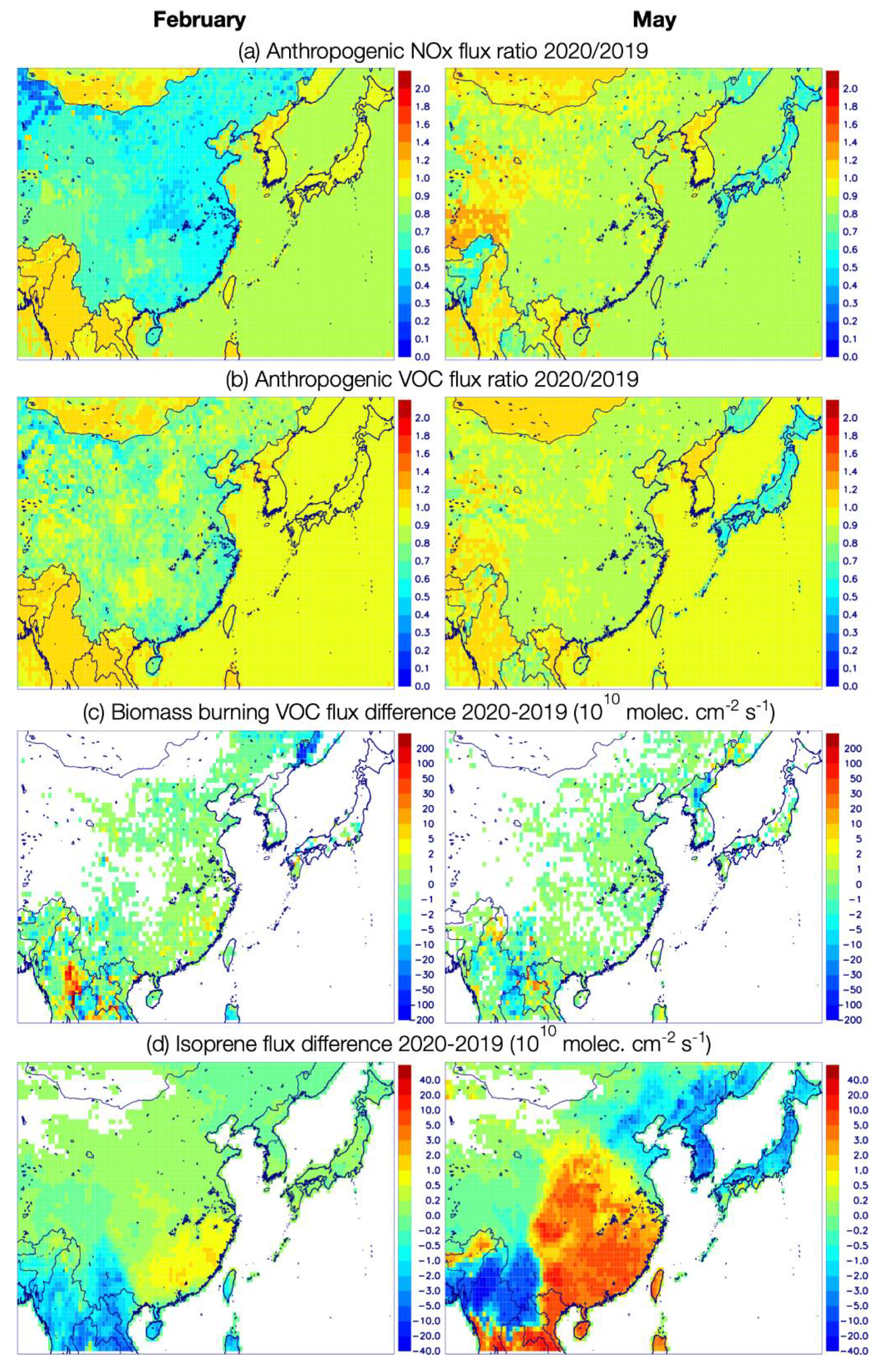 Atmosphere | Free Full-Text | Atmospheric Impacts of COVID-19 on NOx and  VOC Levels over China Based on TROPOMI and IASI Satellite Data and Modeling
