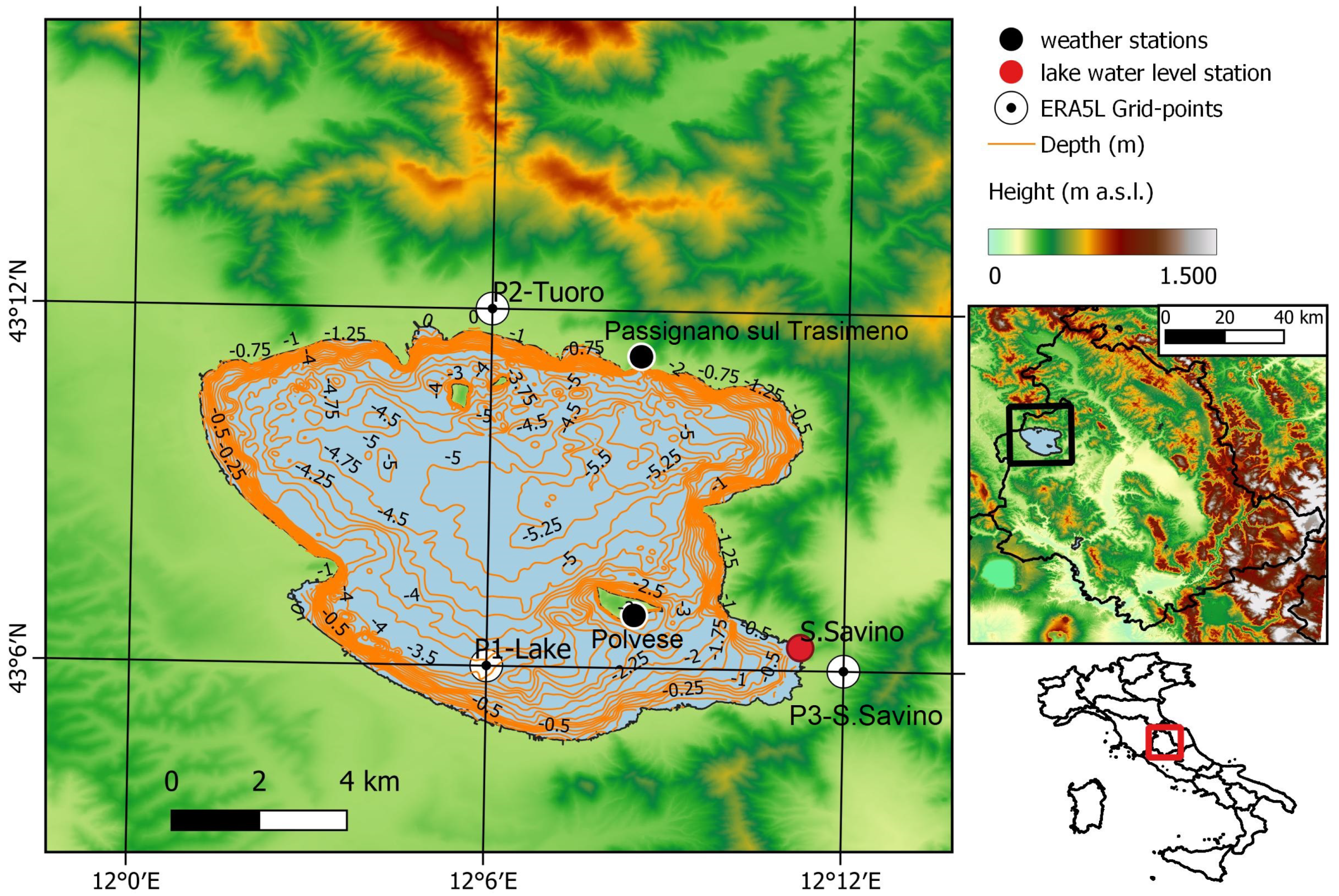 Atmosphere | Free Full-Text | Monitoring the Water Mass Balance Variability  of Small Shallow Lakes by an ERA5-Land Reanalysis and Water Level  Measurement-Based Model. An Application to the Trasimeno Lake, Italy