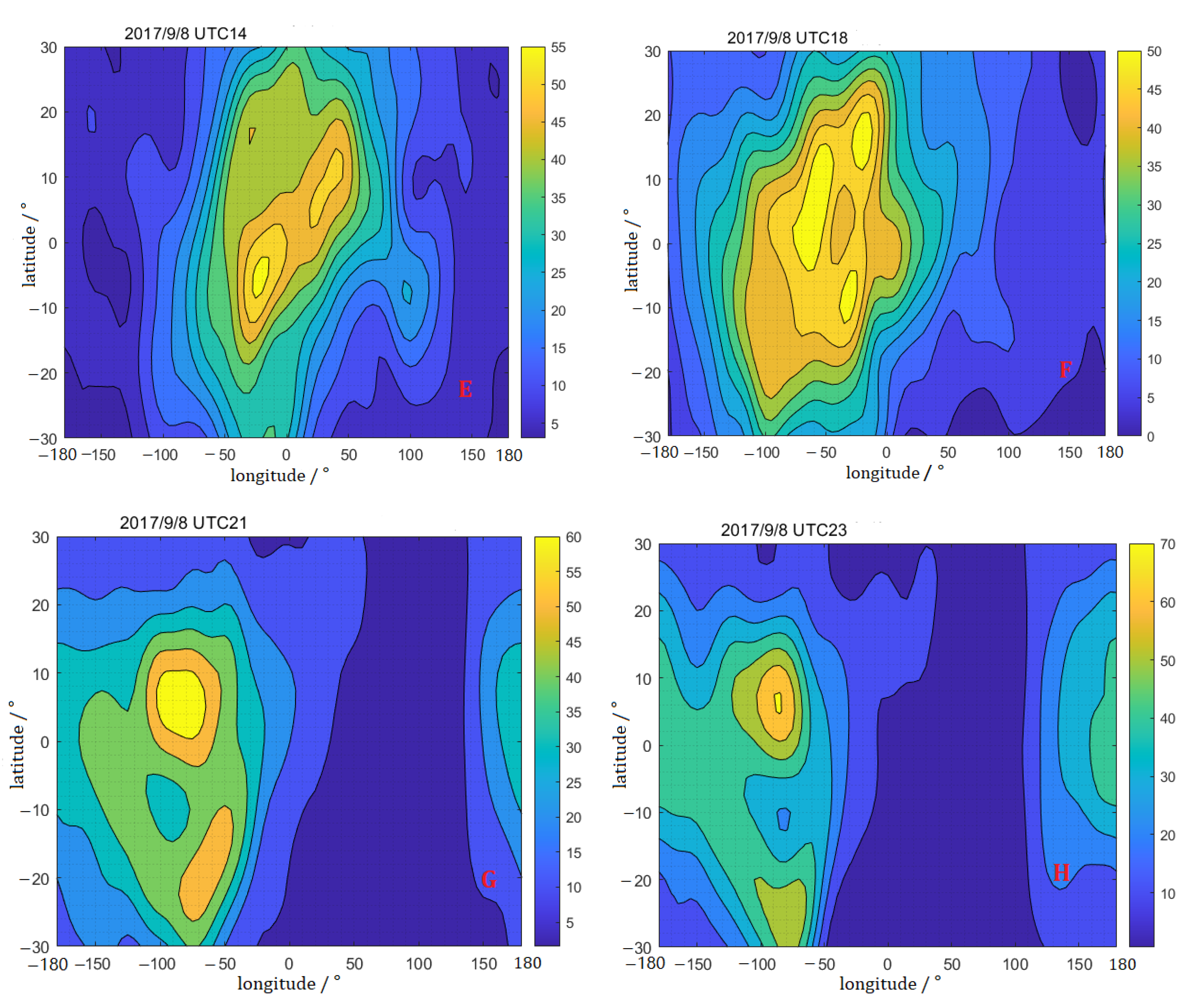 Atmosphere Free Full Text Characteristics Of Low Latitude Ionosphere Activity And Deterioration Of Tec Model During The 7 Ndash 9 September 17 Magnetic Storm Html