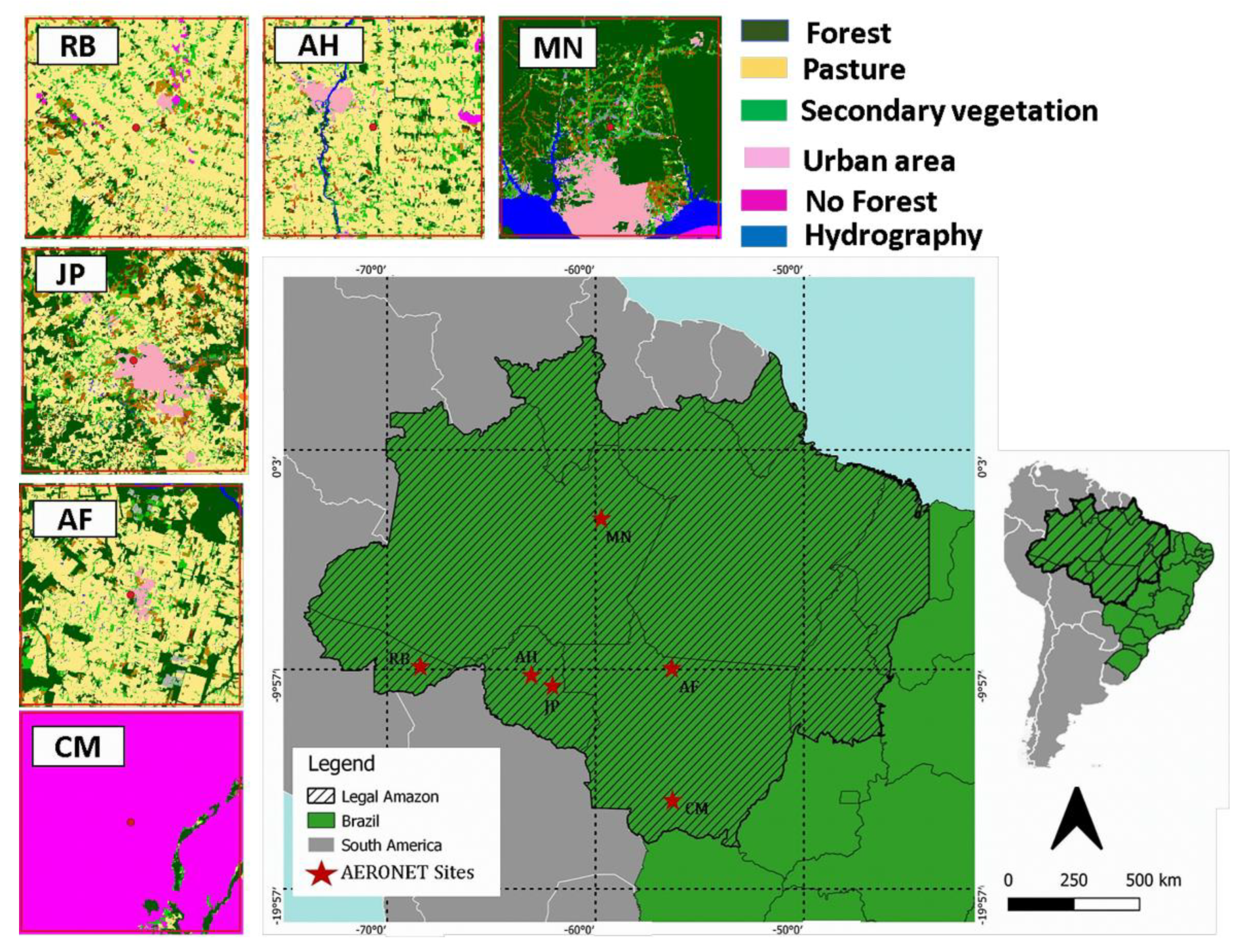 Atmosphere | Free Full-Text | Evaluation of MODIS Dark Target AOD Product  with 3 and 10 km Resolution in Amazonia