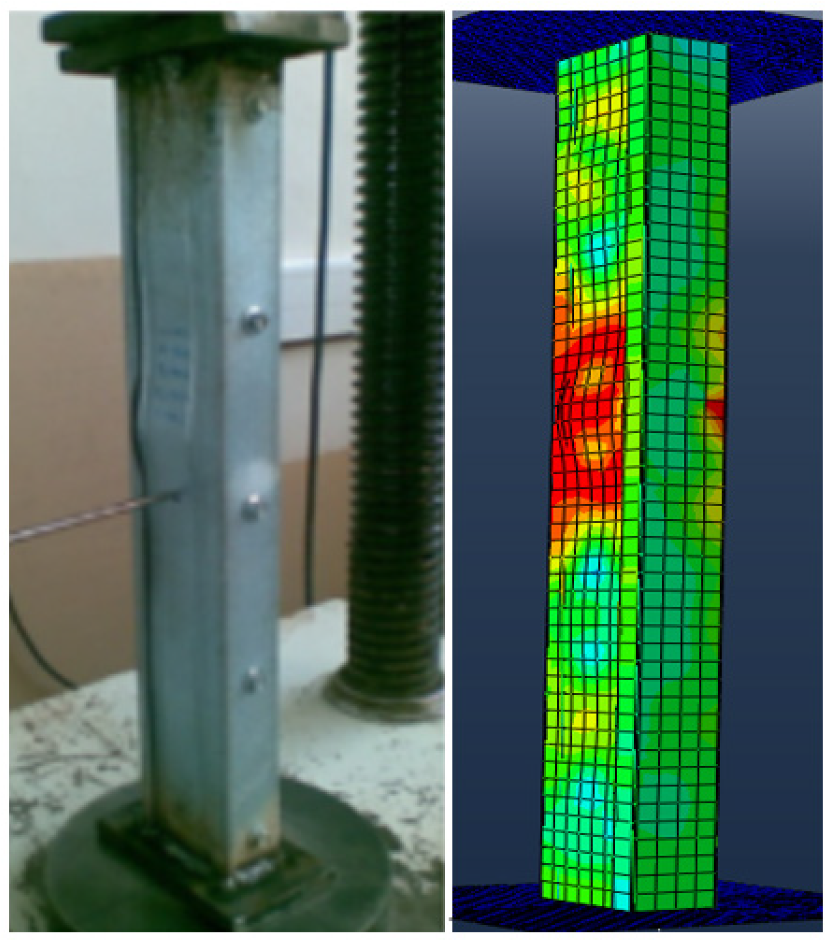 Built-up sections at failure (i: experimental; ii: FEA; and iii