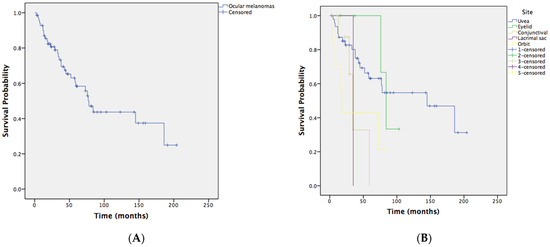 Kaplan-Meier estimates of melanoma-related mortality among 114 children