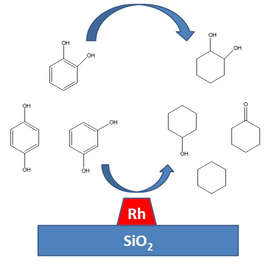 Catalysts Free Full Text Hydrogenation And Hydrodeoxygenation Of Oxygen Substituted Aromatics Over Rh Silica Catechol Resorcinol And Hydroquinone