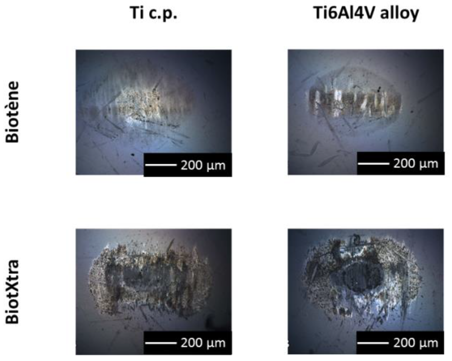 Coatings | Free Full-Text | Tribological Behaviour of Ti or Ti Alloy vs.  Zirconia in Presence of Artificial Saliva