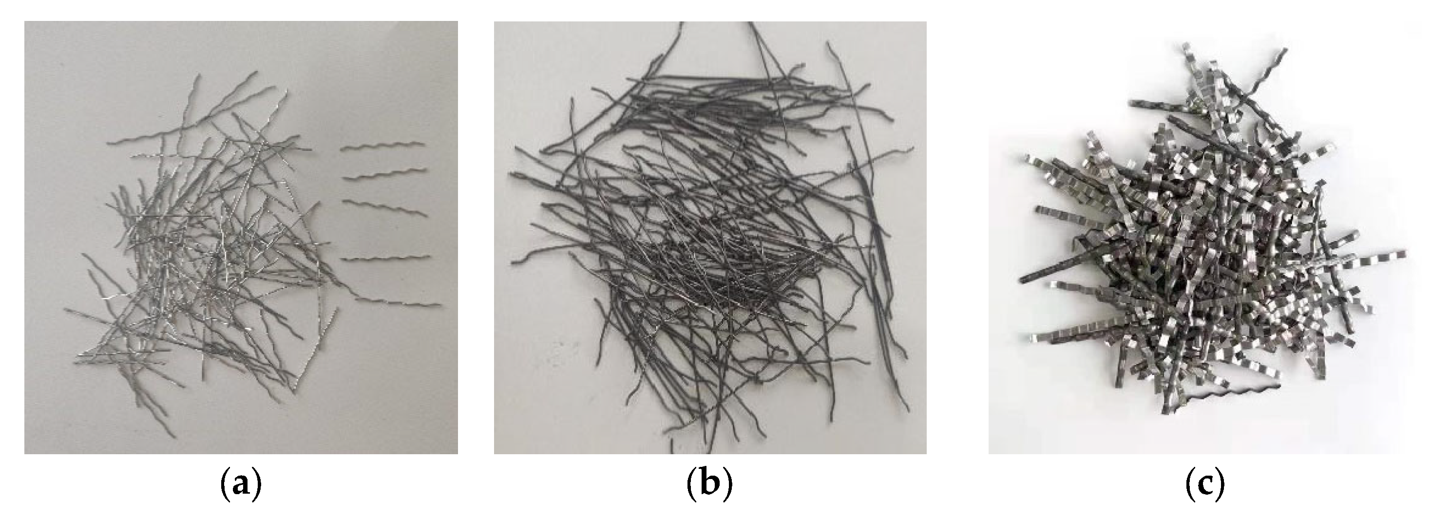 Types of recycled fibers used in R-FRC: recycled metallic fibers