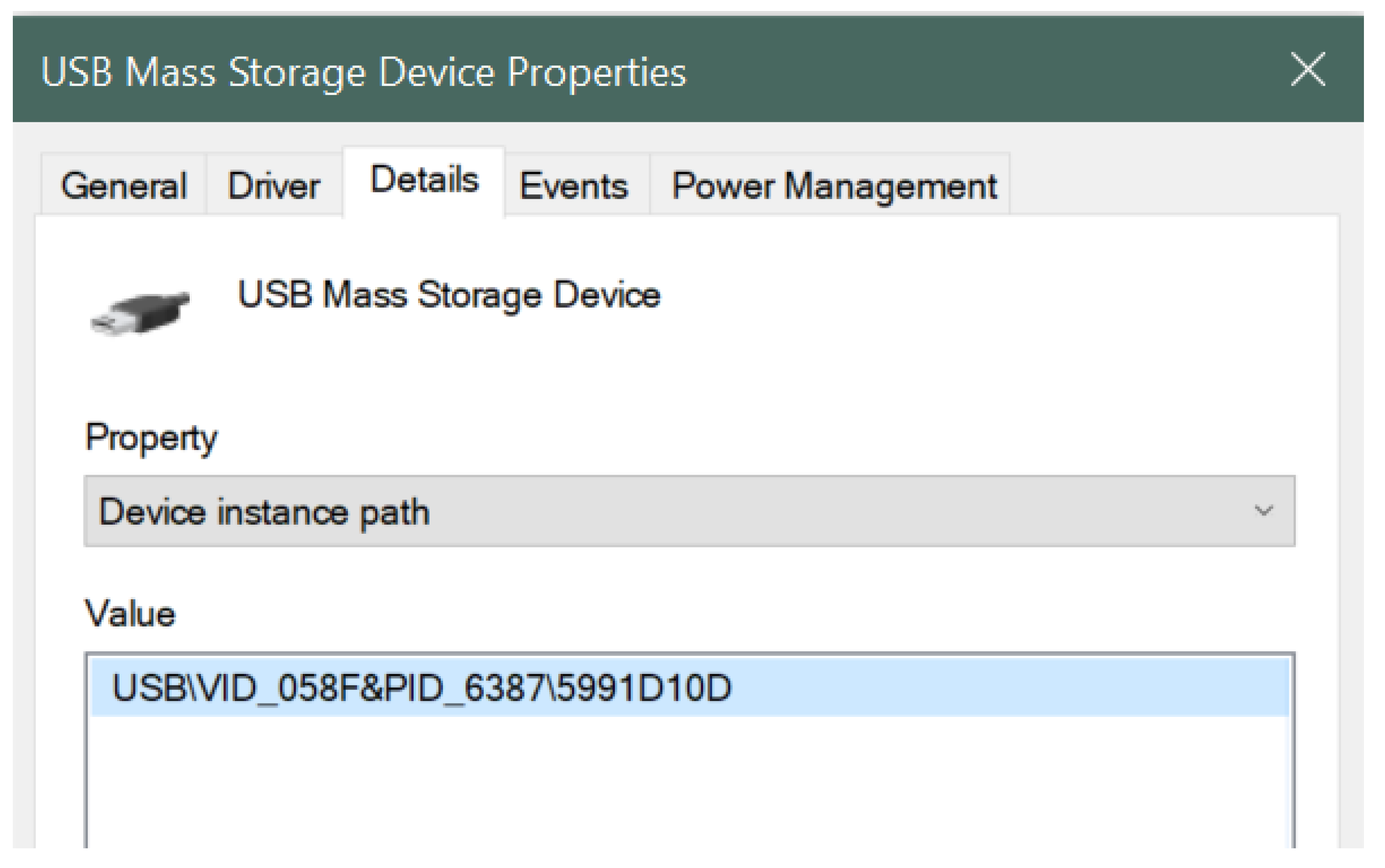 usb mass storage device driver registry key