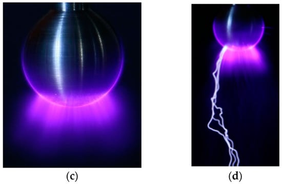 Positive and strong negative streamers. Spheres diameter D is 4 cm