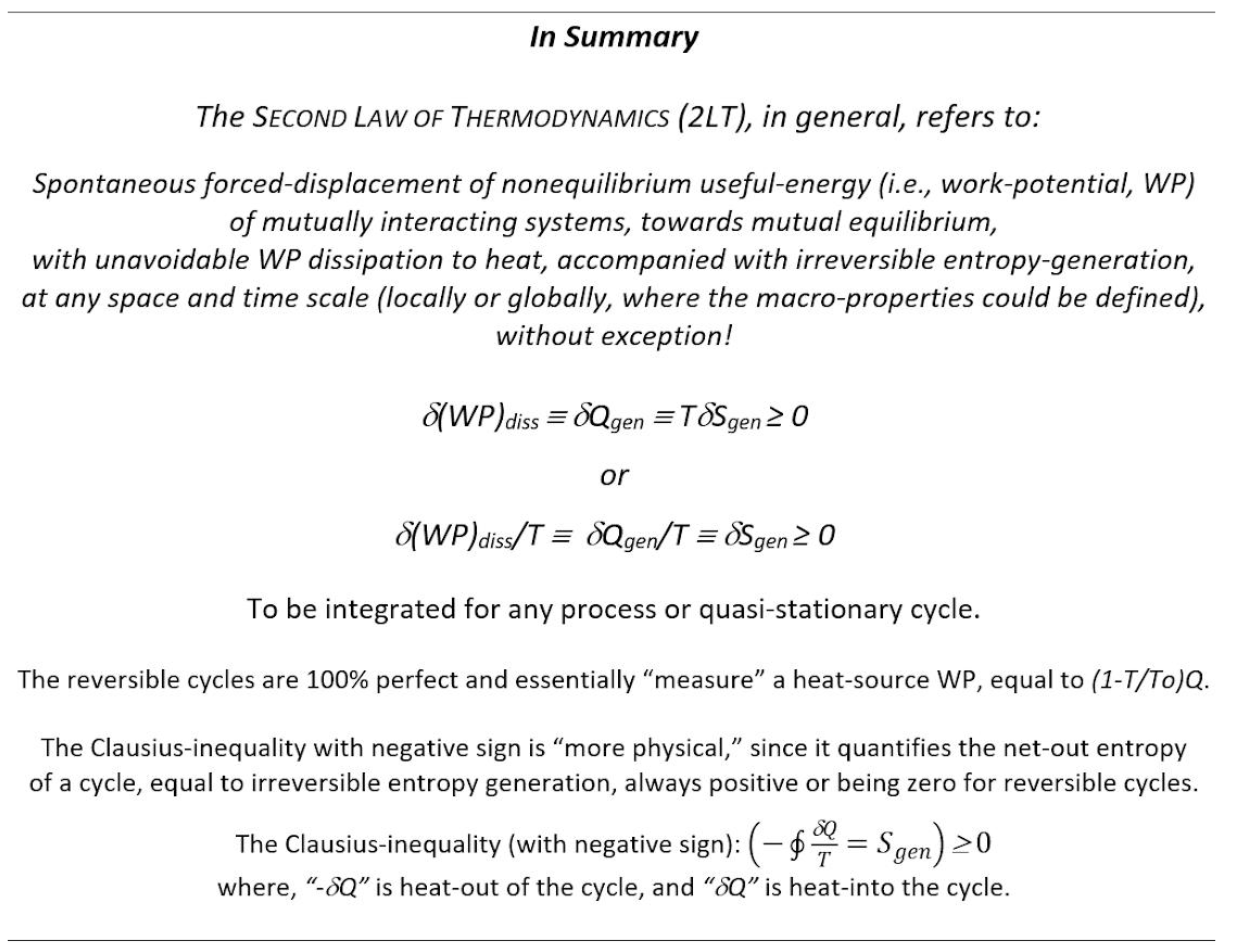 second law of thermodynamics equation
