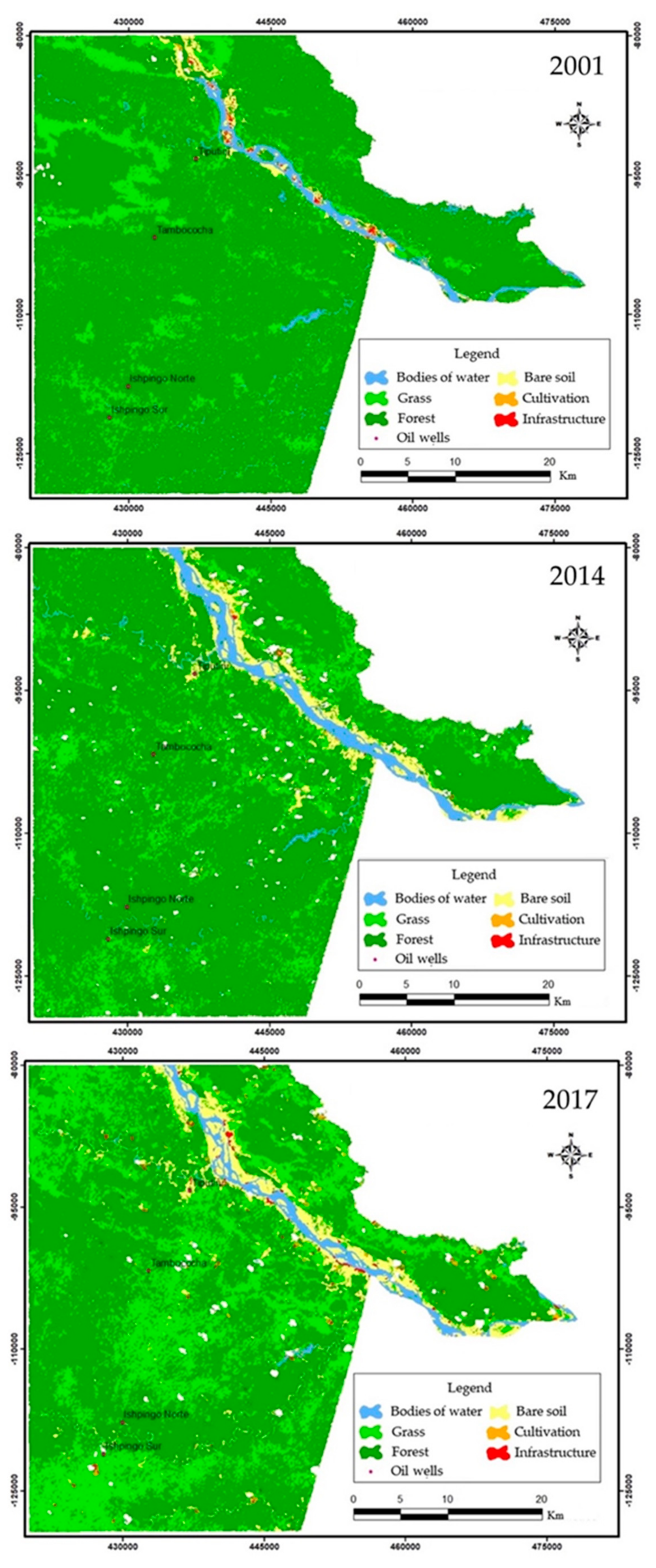 Environments | Free Full-Text | Multitemporal Analysis as a Non-Invasive  Technology Indicates a Rapid Change in Land Use in the Amazon: The Case of  the ITT Oil Block | HTML