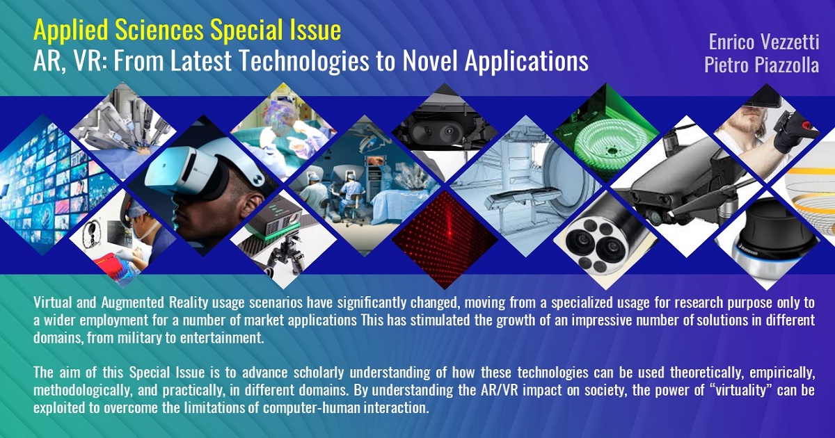 Applied Sciences | Special Issue : AR, VR: From Latest Technologies to  Novel Applications