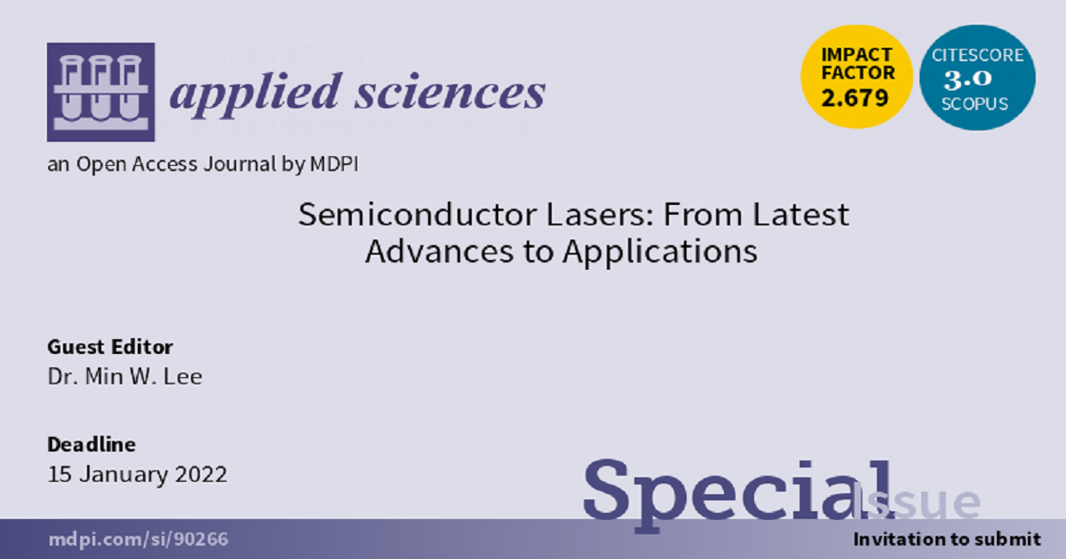 Applied Sciences | Special Issue : Semiconductor Lasers: From Latest  Advances to Applications