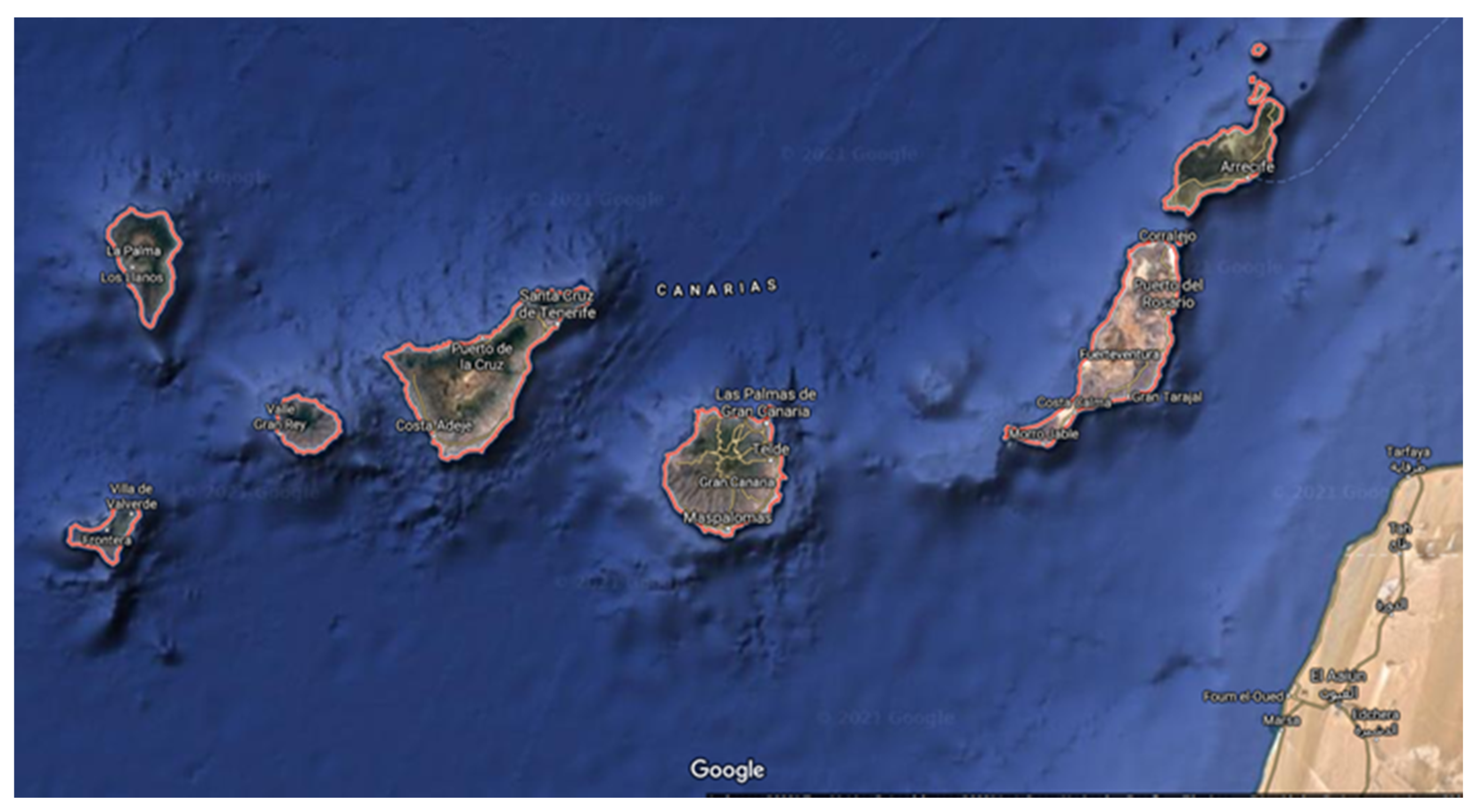 Канарские острова на карте