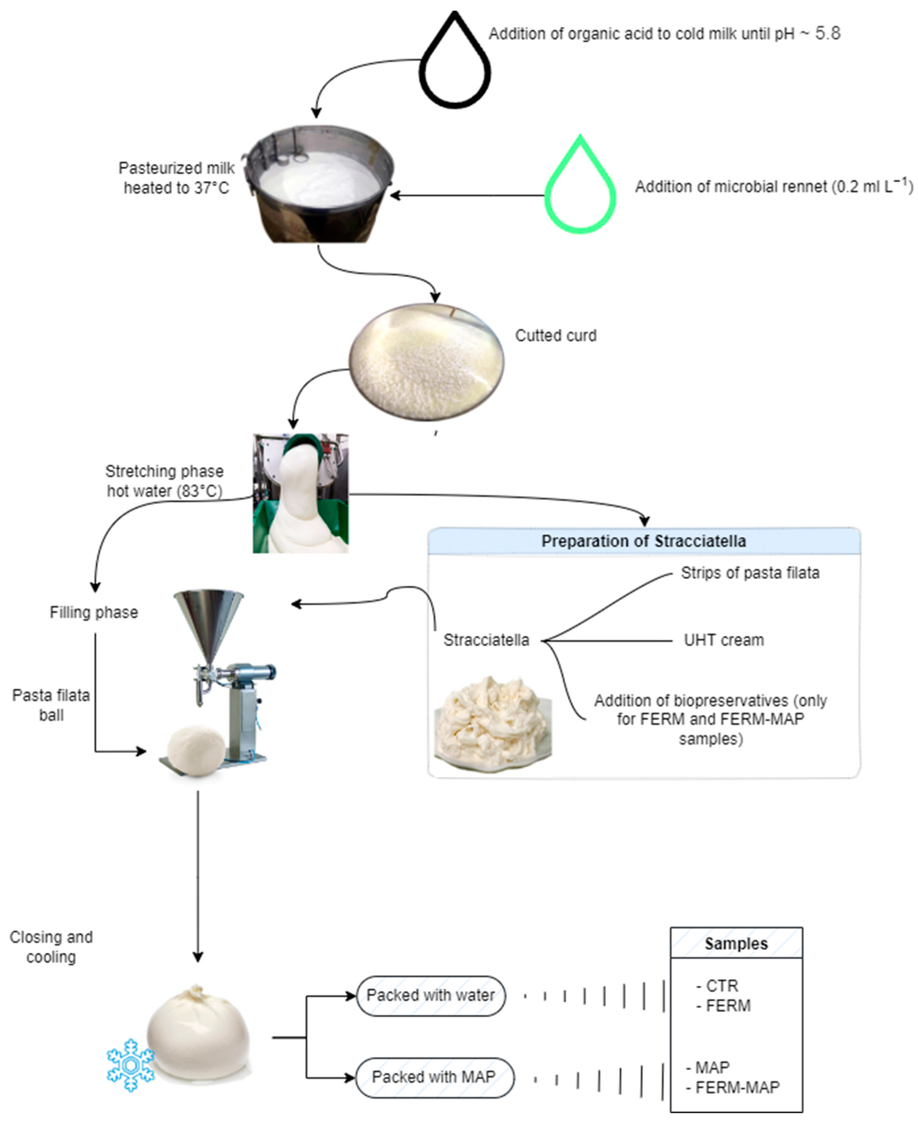 Foods | Free Full-Text | Application of Commercial Biopreservation Starter  in Combination with MAP for Shelf-Life Extension of Burrata Cheese
