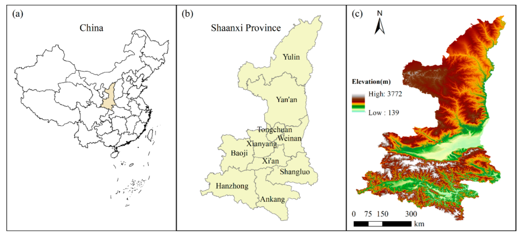 The locations of study sites in Ansai County, Shanxi Province, China.