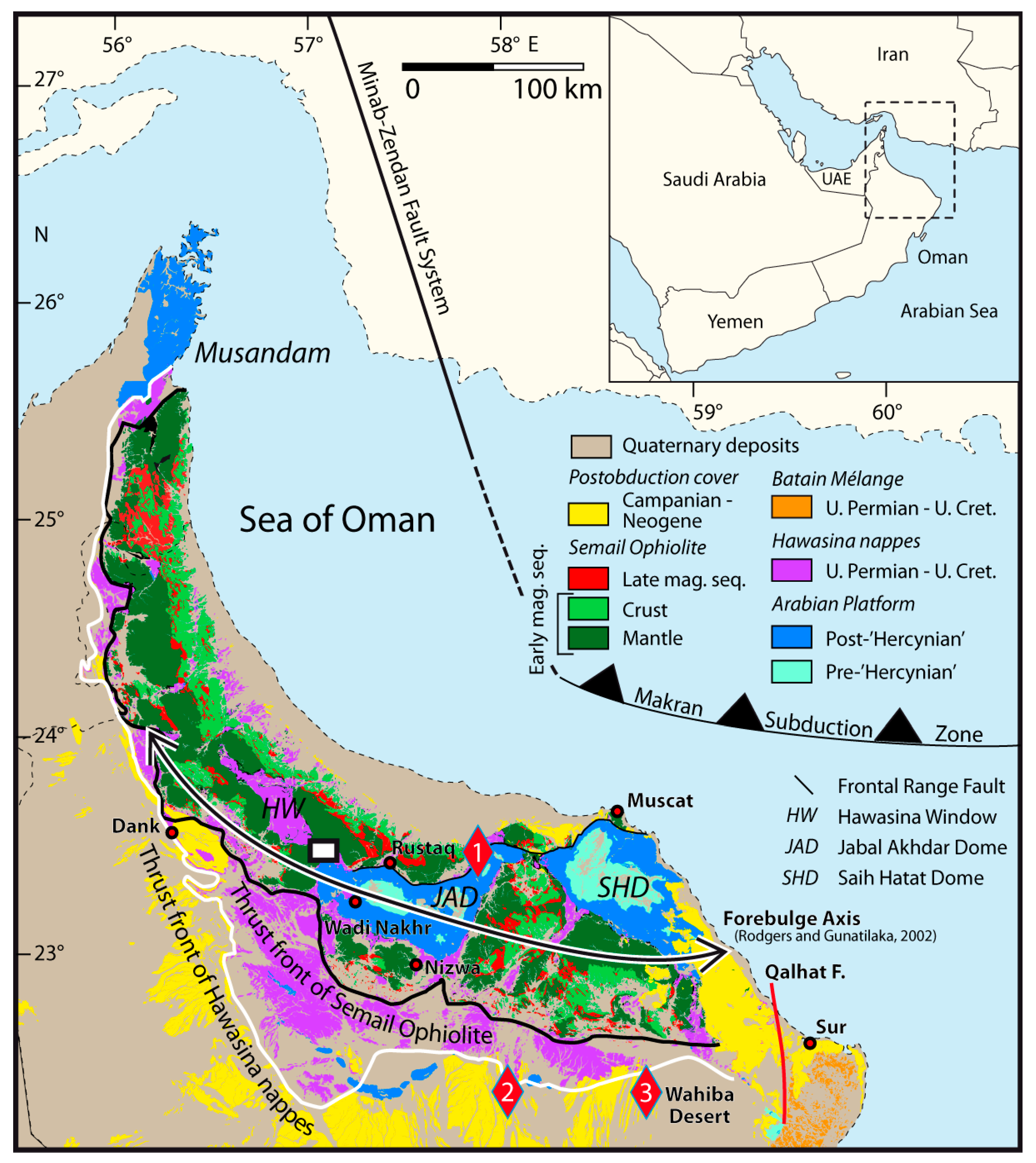 Geosciences | Free Full-Text | Quaternary Thrusting in the Central Oman  Mountains—Novel Observations and Causes: Insights from Optical Stimulate  Luminescence Dating and Kinematic Fault Analyses | HTML