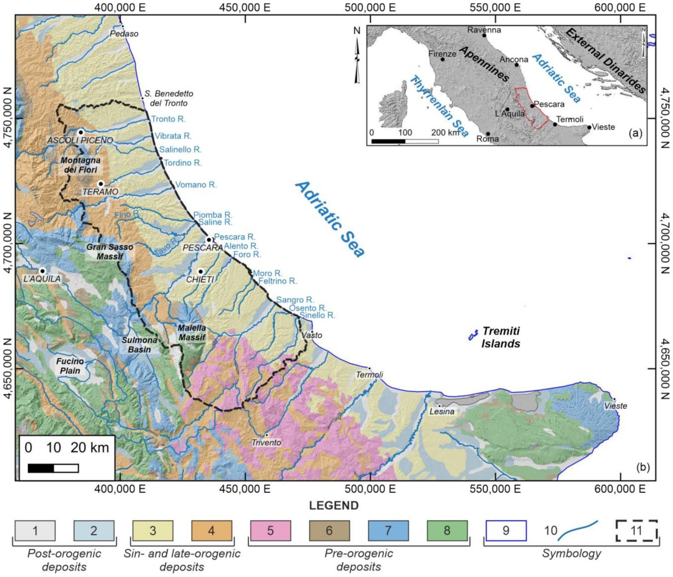 Geosciences | Free Full-Text | Morphoneotectonics of the Abruzzo  Periadriatic Area (Central Italy): Morphometric Analysis and Morphological  Evidence of Tectonics Features