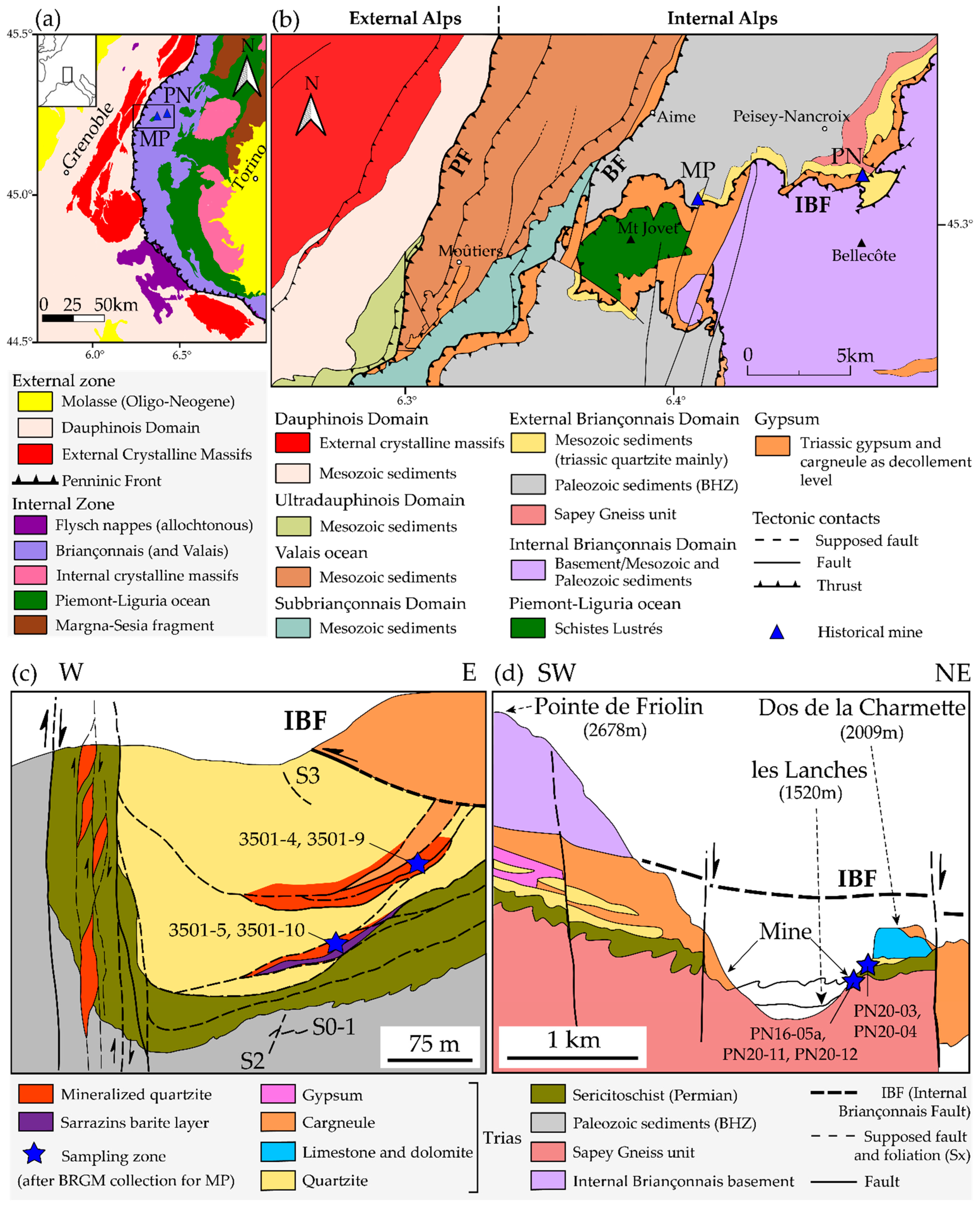 Geosciences | Free Full-Text | A New Alpine Metallogenic Model for the  Pb-Ag Orogenic Deposits of Mac&ocirc;t-la Plagne and Peisey-Nancroix  (Western Alps, France)