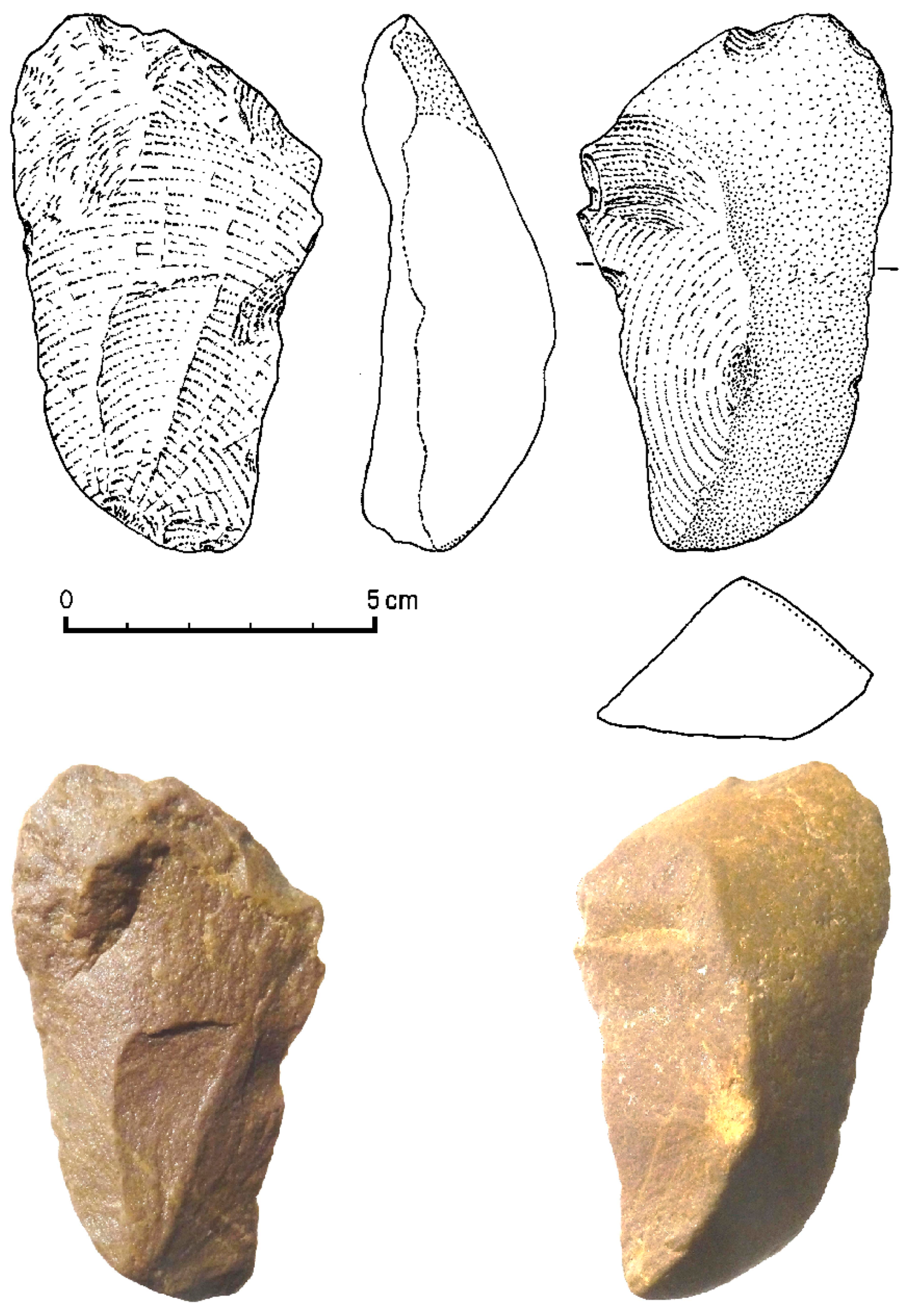 A chopper and a handaxe from the experimental lithic tools sample. Tool