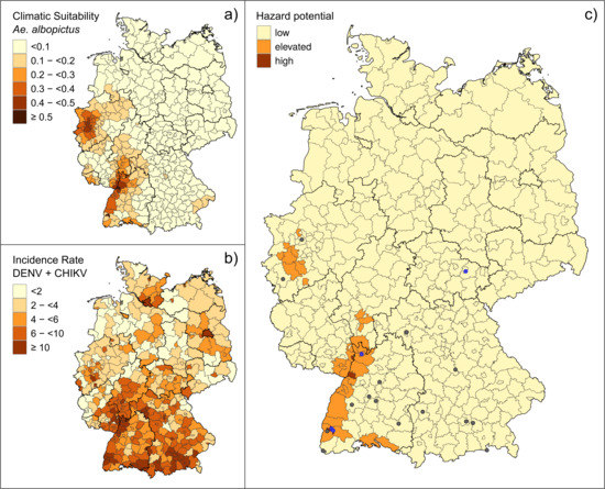 IJERPH | Free Full-Text | Areas with High Hazard Potential for  Autochthonous Transmission of Aedes albopictus-Associated Arboviruses in  Germany | HTML