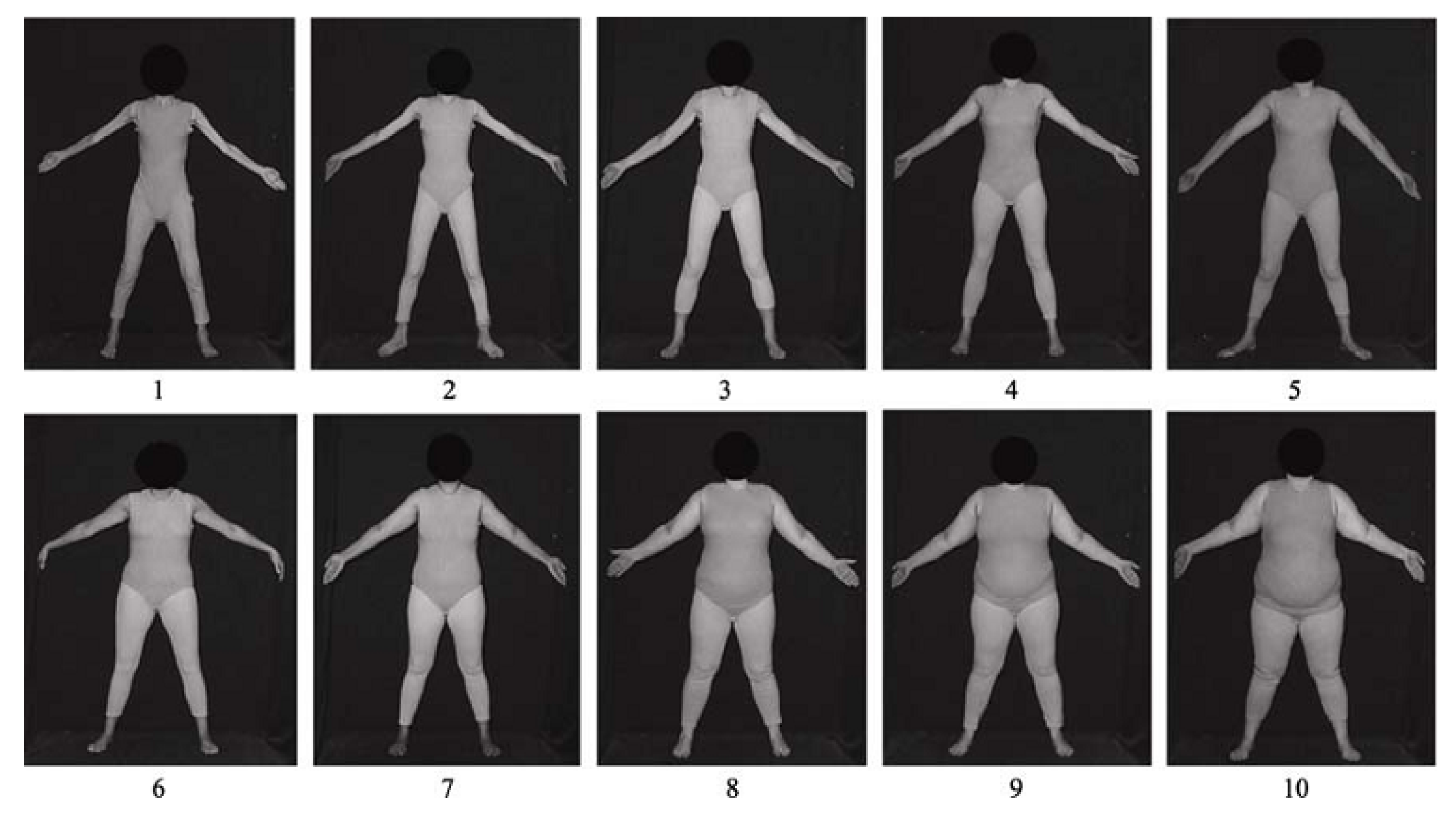 Stunkard's figure rating scale with corresponding mean body mass index