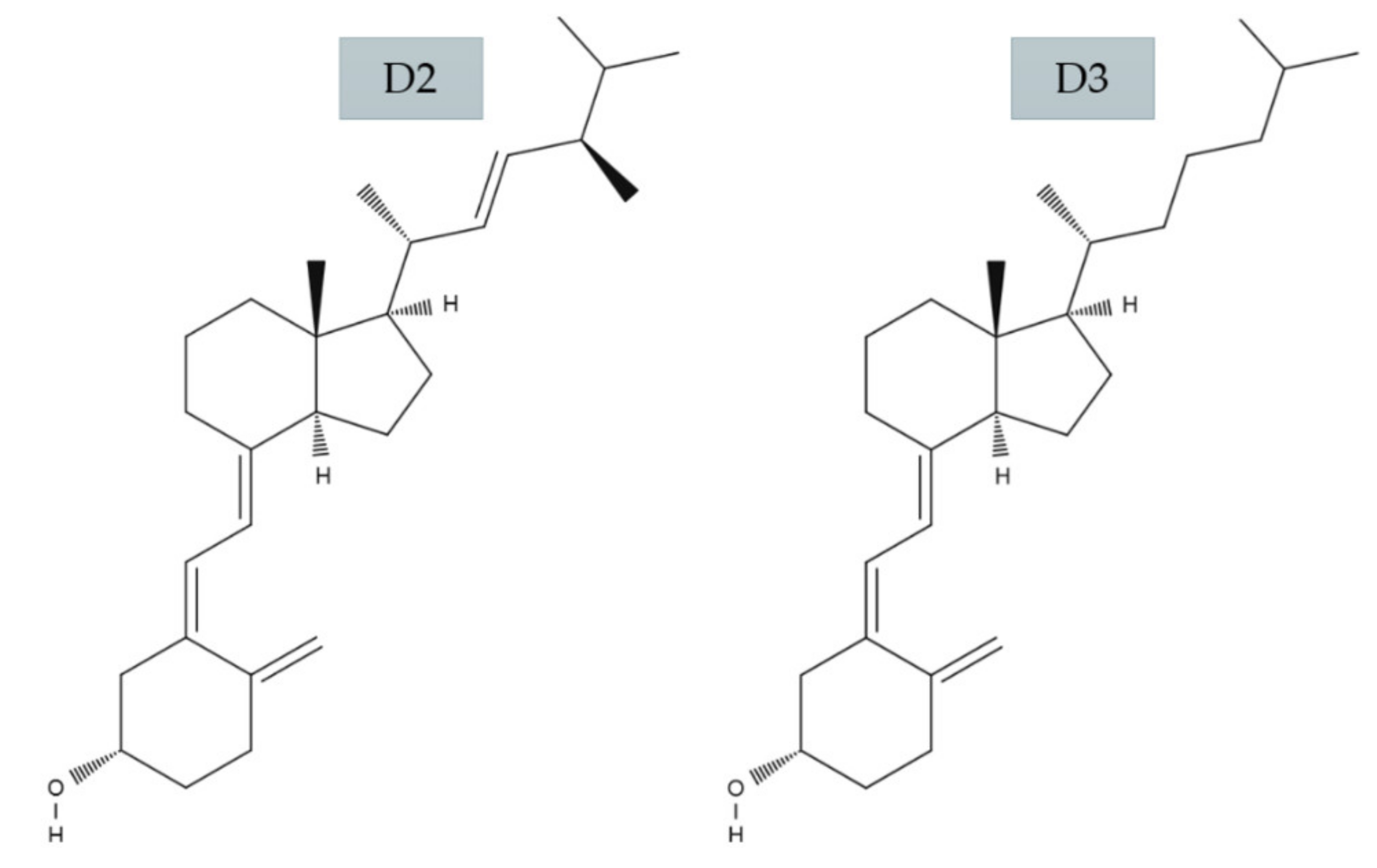vitamin d2 and d3 structure