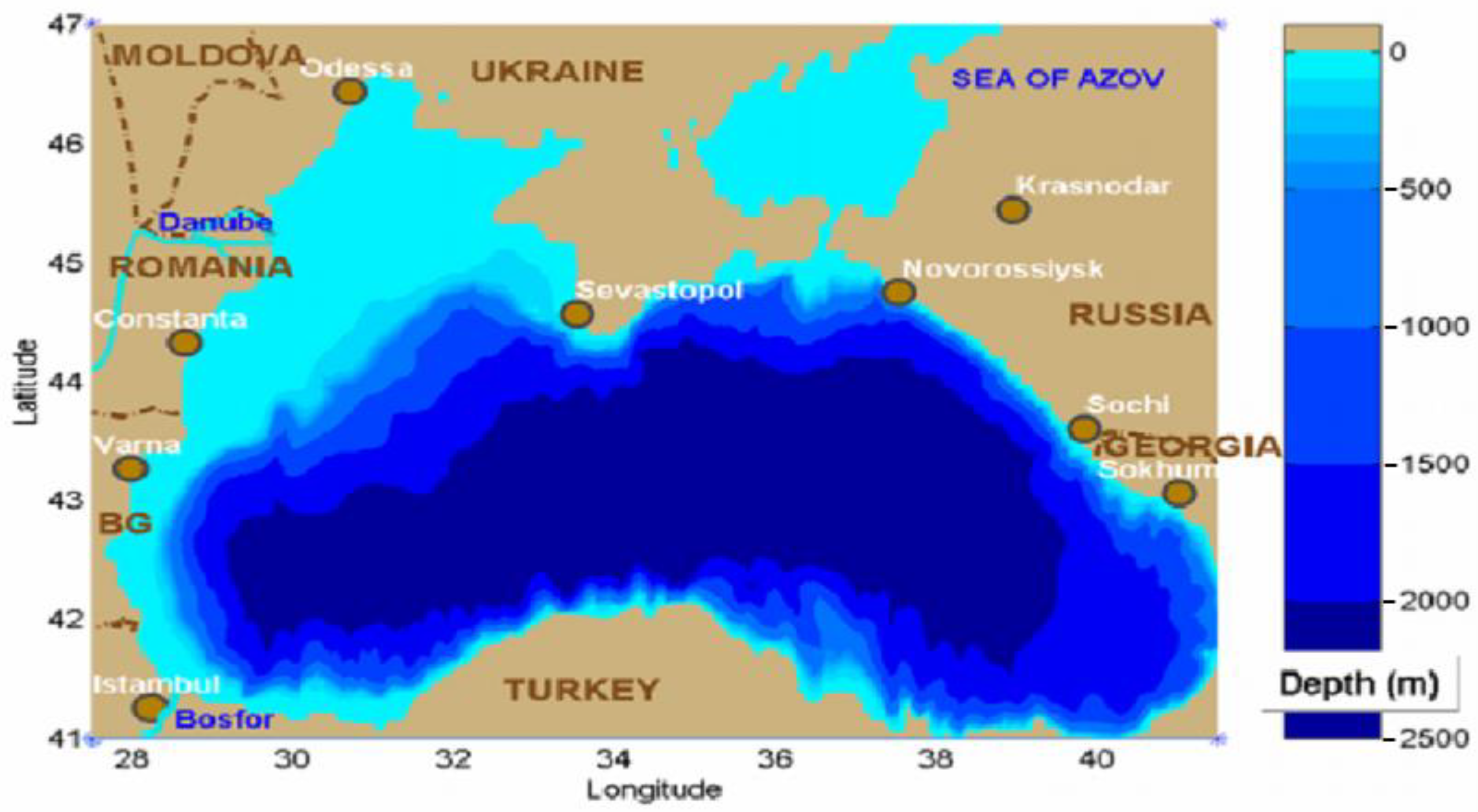 Черное море глубина