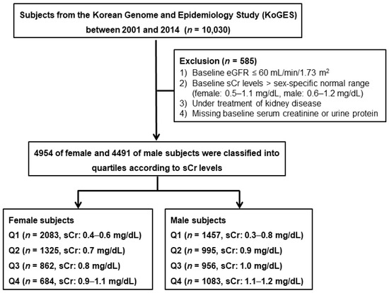 JCM | Free Full-Text | Upper Normal Serum Creatinine Concentrations as a  Predictor for Chronic Kidney Disease: Analysis of 14 Years' Korean Genome  and Epidemiology Study (KoGES)