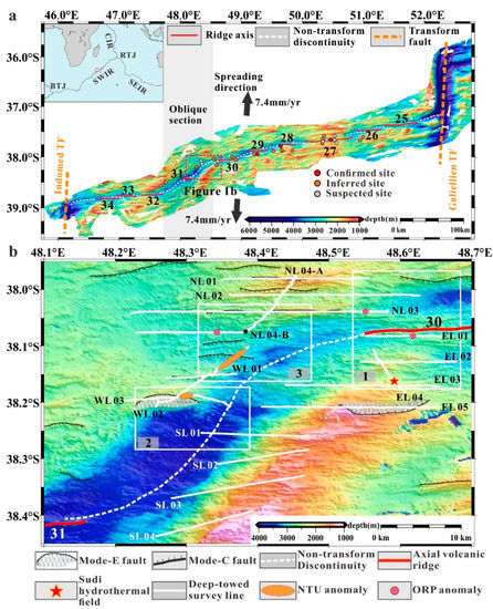 JMSE | Free Full-Text | Seafloor Hydrothermal Activity around a Large  Non-Transform Discontinuity along Ultraslow-Spreading Southwest Indian  Ridge (48.1–48.7° E)