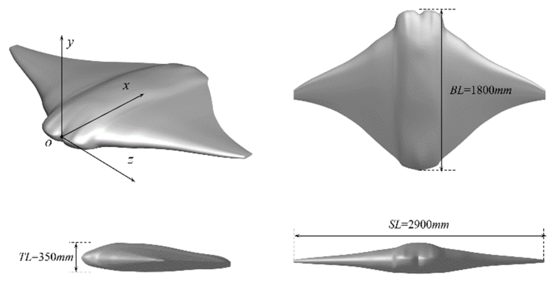 JMSE | Free Full-Text | Investigation of the Hydrodynamic Characteristics  of Two Manta Rays Tandem Gliding | HTML