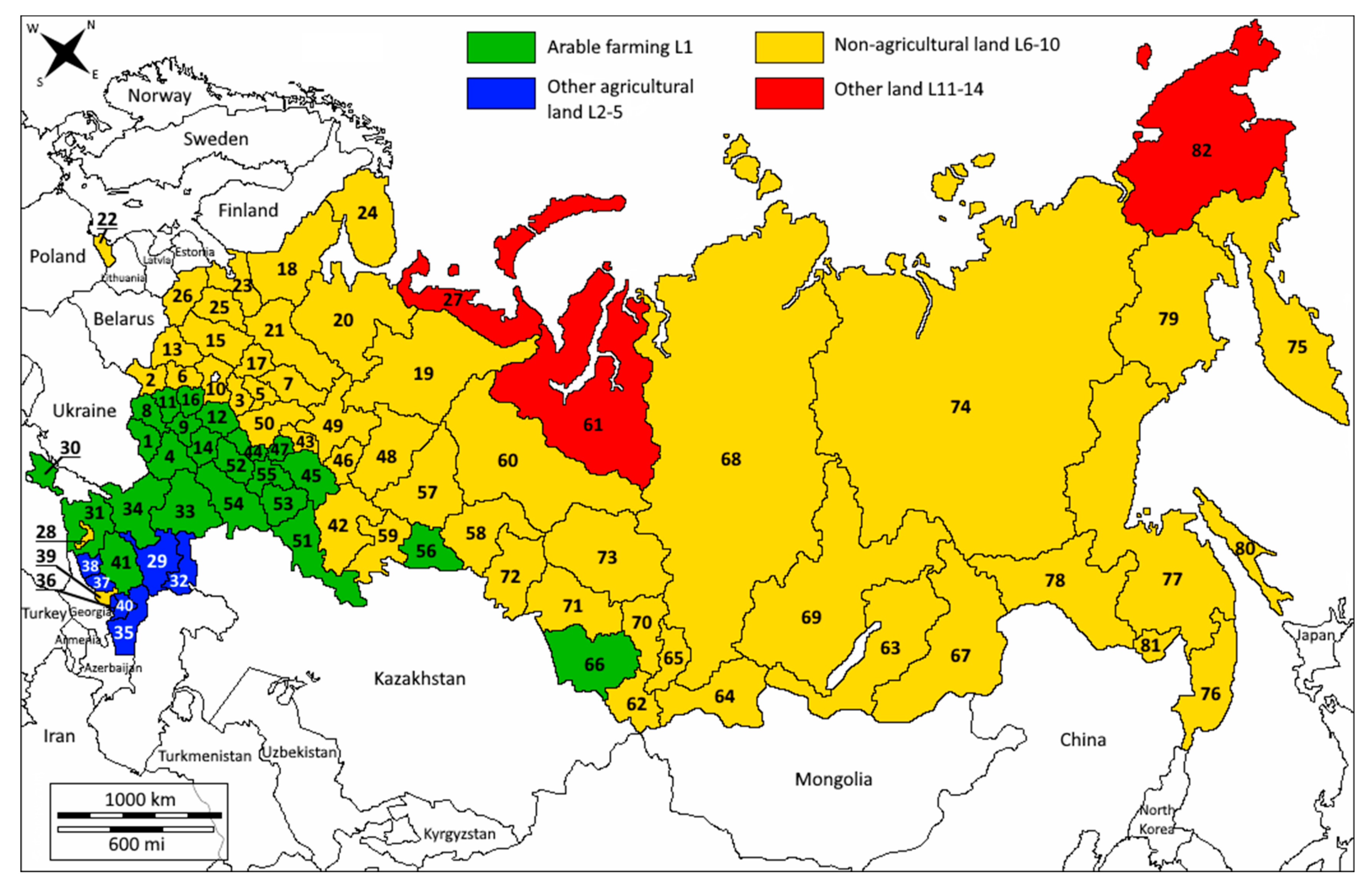 Land Free Full Text Structural Variations In The Composition Of   Land 09 00201 G002 