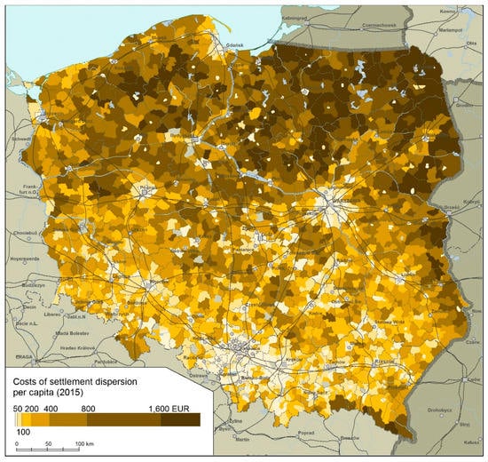 Land | Free Full-Text | The Contemporary Economic Costs of Spatial Chaos:  Evidence from Poland | HTML