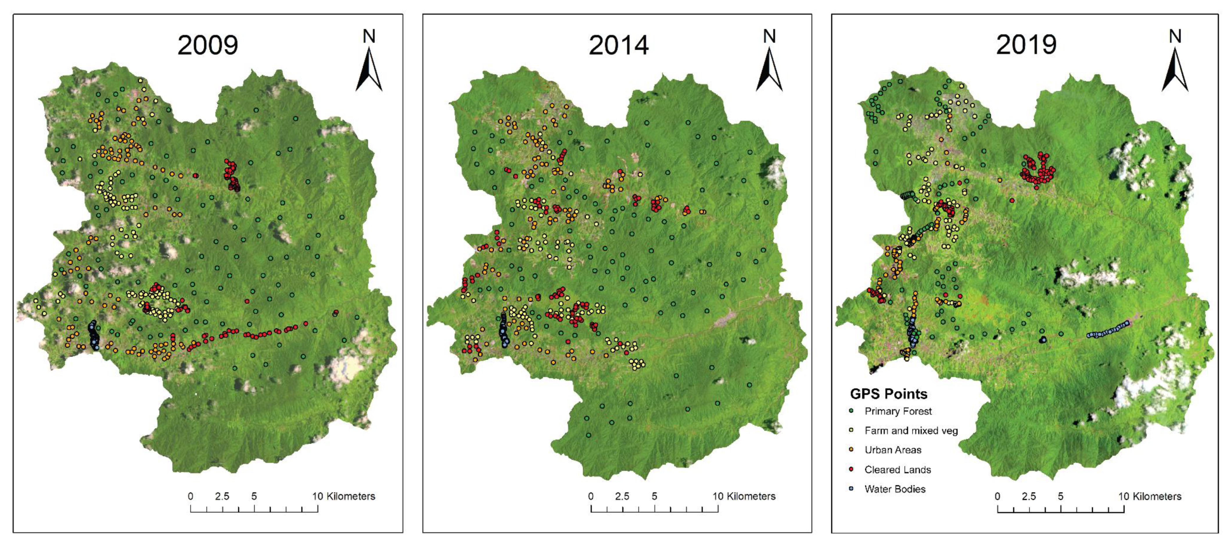 Gps points. Darwin between 2009 and 2014 Map.