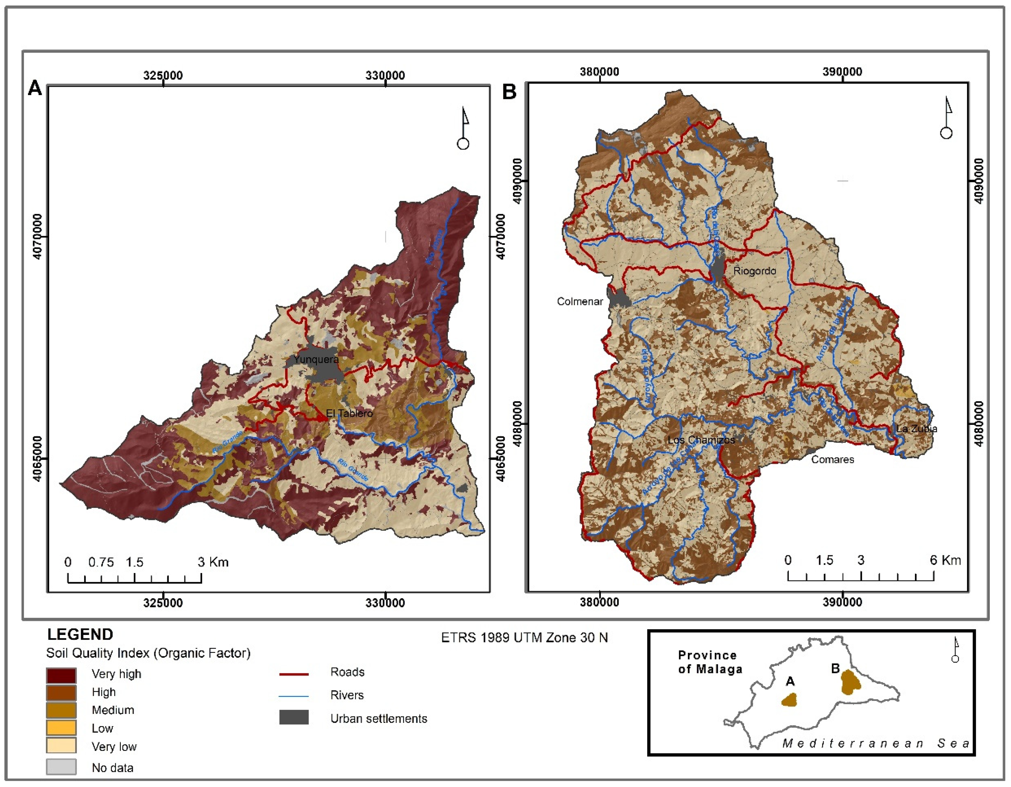 Land Free Full Text Differences In The Soil Quality Index For Two Contrasting Mediterranean Landscapes In Southern Spain Html