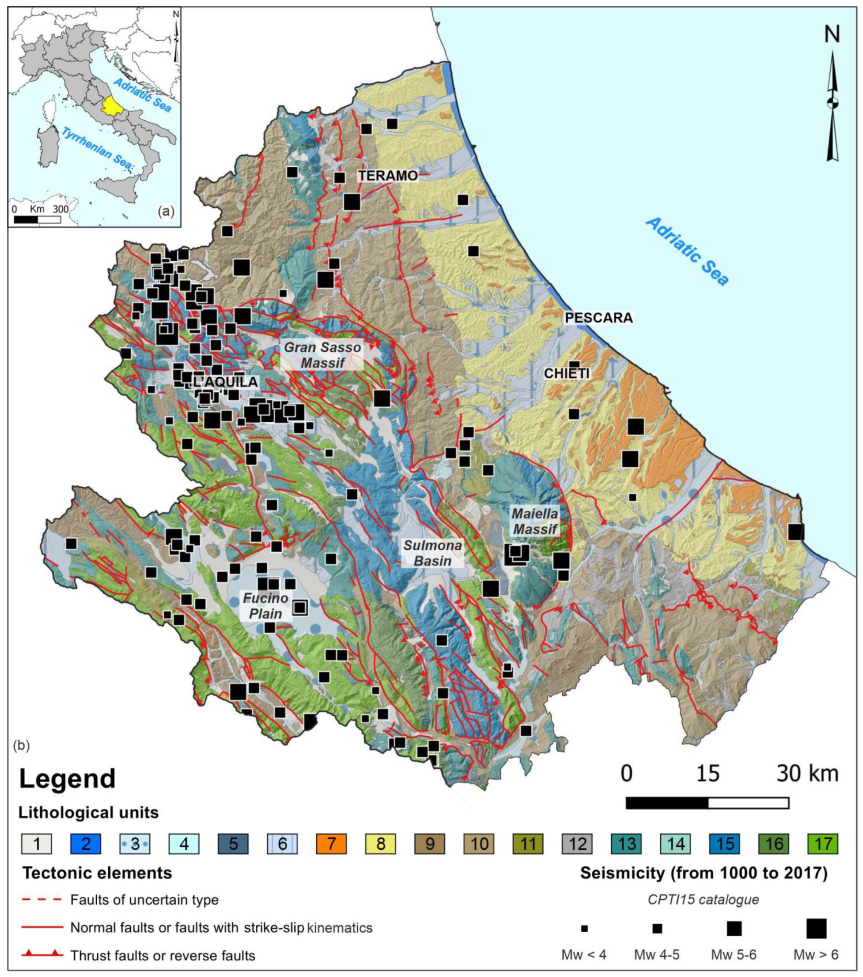 Land | Free Full-Text | Relationships between Morphostructural/Geological  Framework and Landslide Types: Historical Landslides in the Hilly Piedmont  Area of Abruzzo Region (Central Italy) | HTML