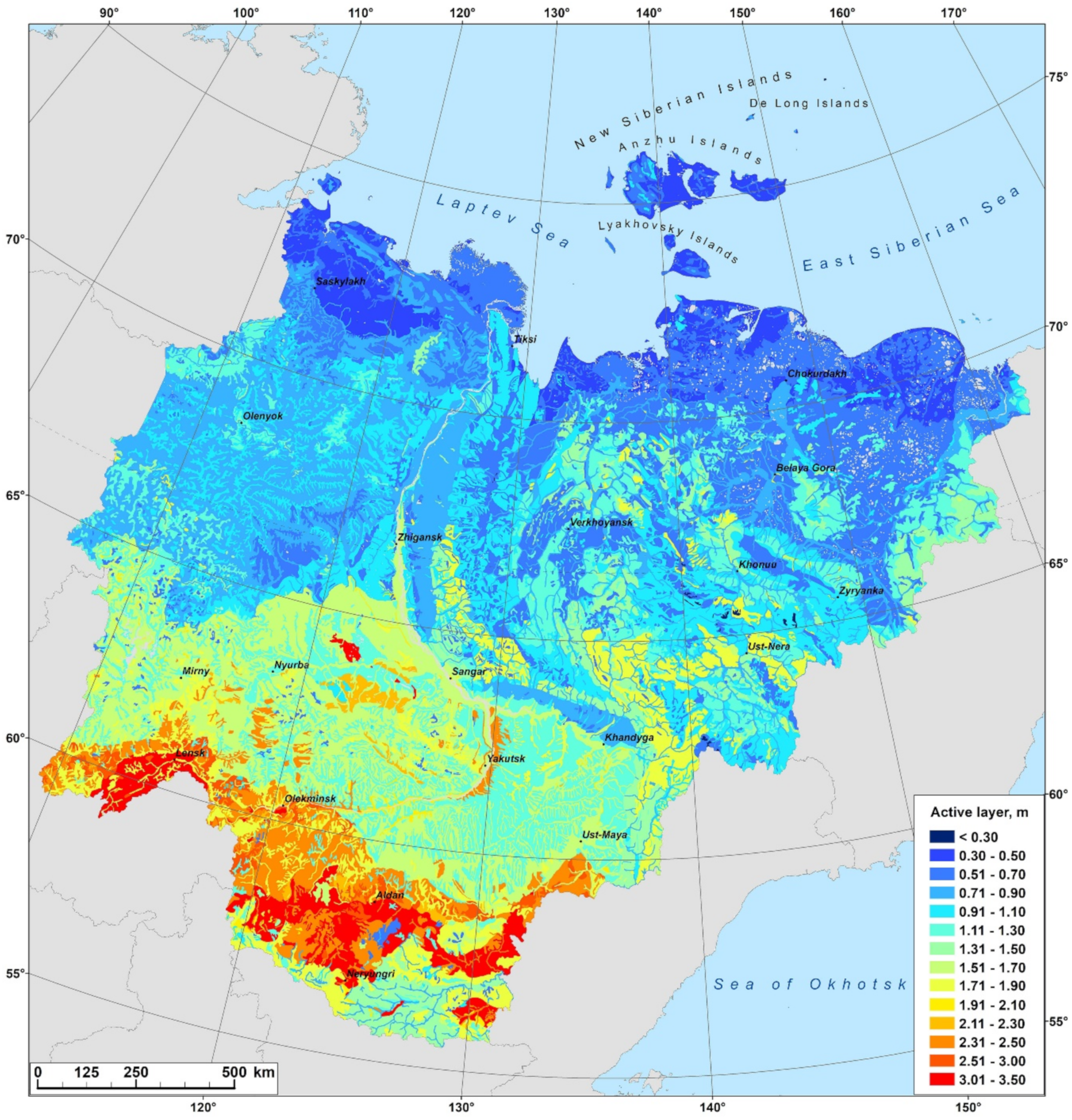 Land | Free Full-Text | Mapping the Main Characteristics of Permafrost on  the Basis of a Permafrost-Landscape Map of Yakutia Using GIS