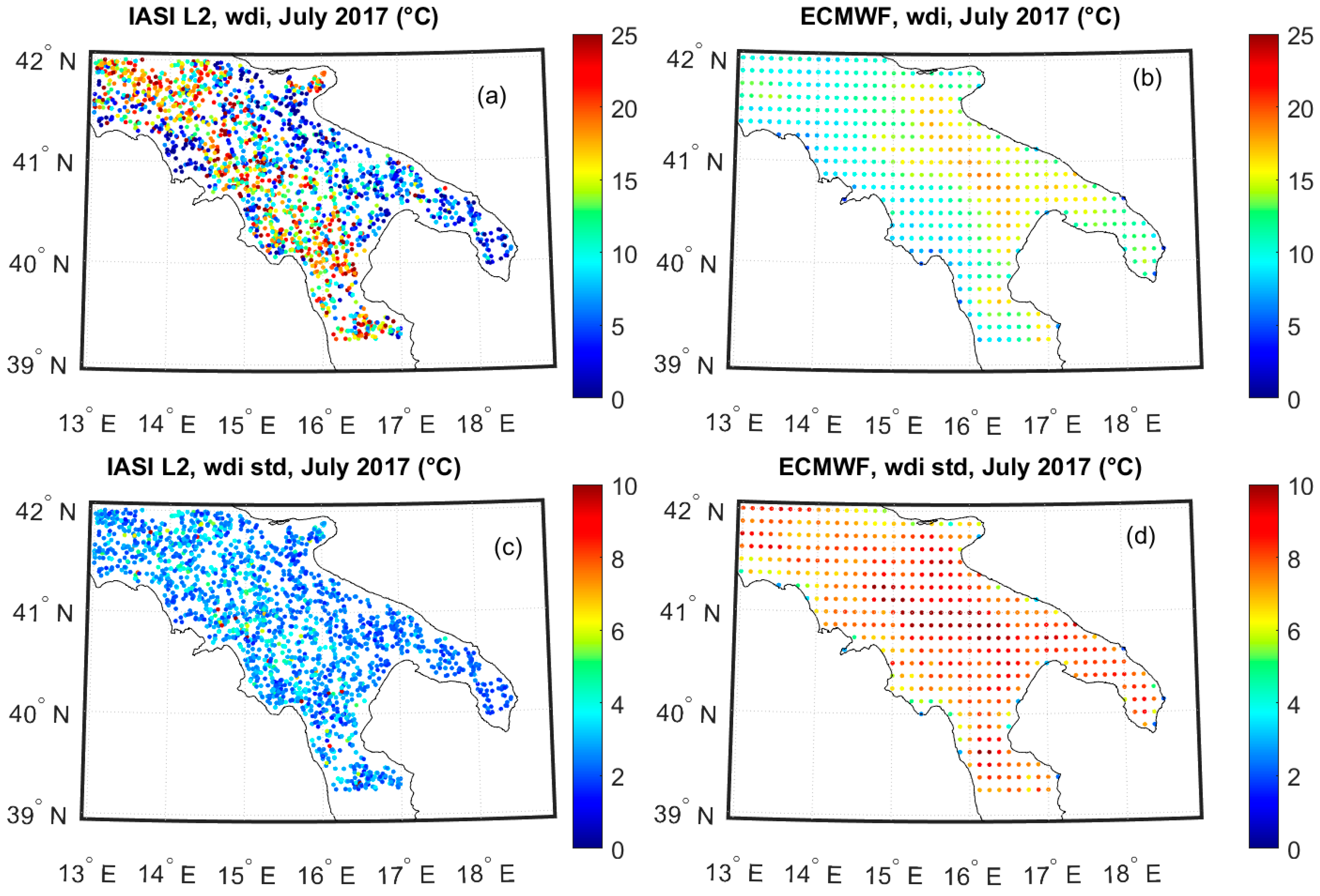 Land | Free Full-Text | The IASI Water Deficit Index to Monitor Vegetation  Stress and Early Drying in Summer Heatwaves: An Application to Southern  Italy