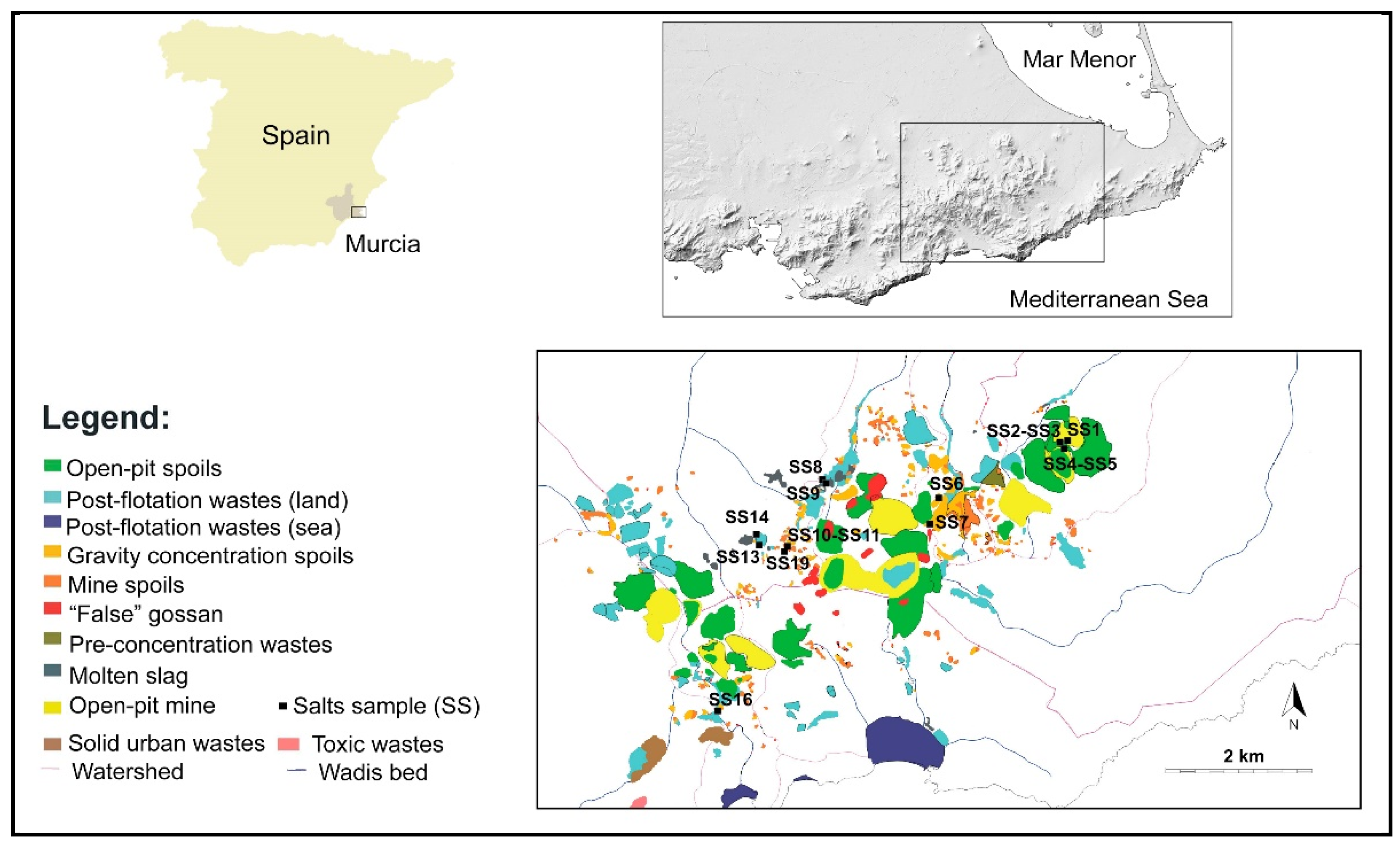 Land | Free Full-Text | Environmental Implications of Saline Efflorescence  Associated with Metallic Mining Waste in a Mediterranean Region