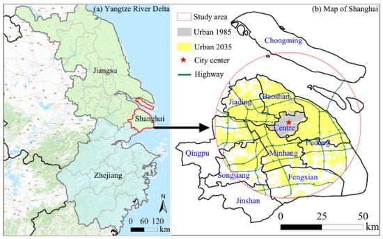 Land | Free Full-Text | 50-Year Urban Expansion Patterns in Shanghai:  Analysis Using Impervious Surface Data and Simulation Models