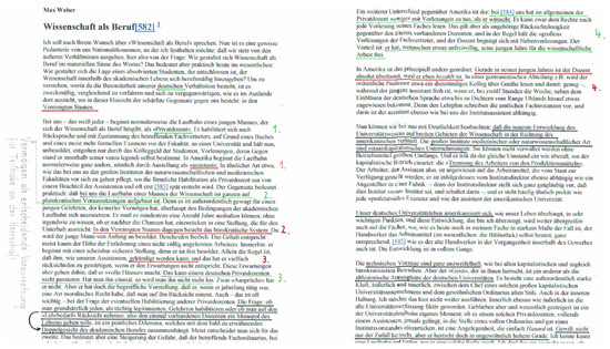 Annotating book pages by encircling and highlighting. Colors and