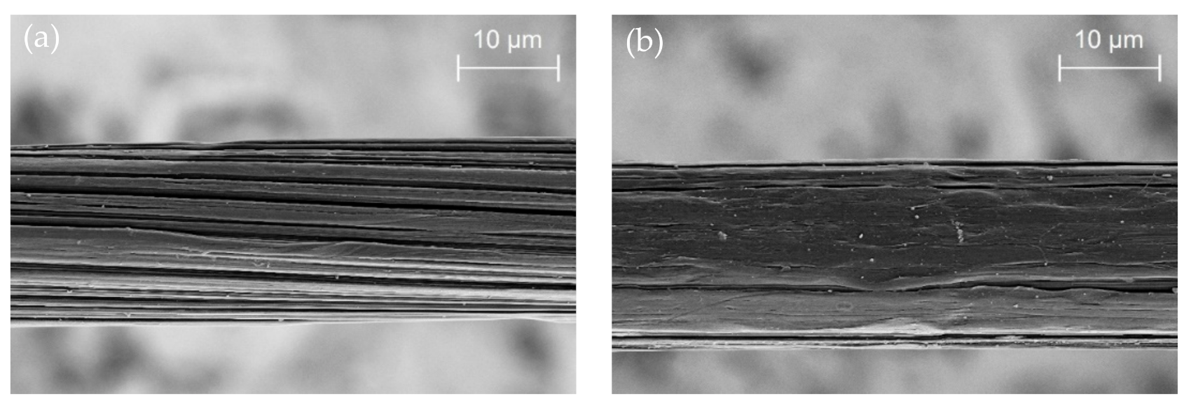 Types of fibers: (a) recycled nylon (RN) fiber; (b) polyethylene